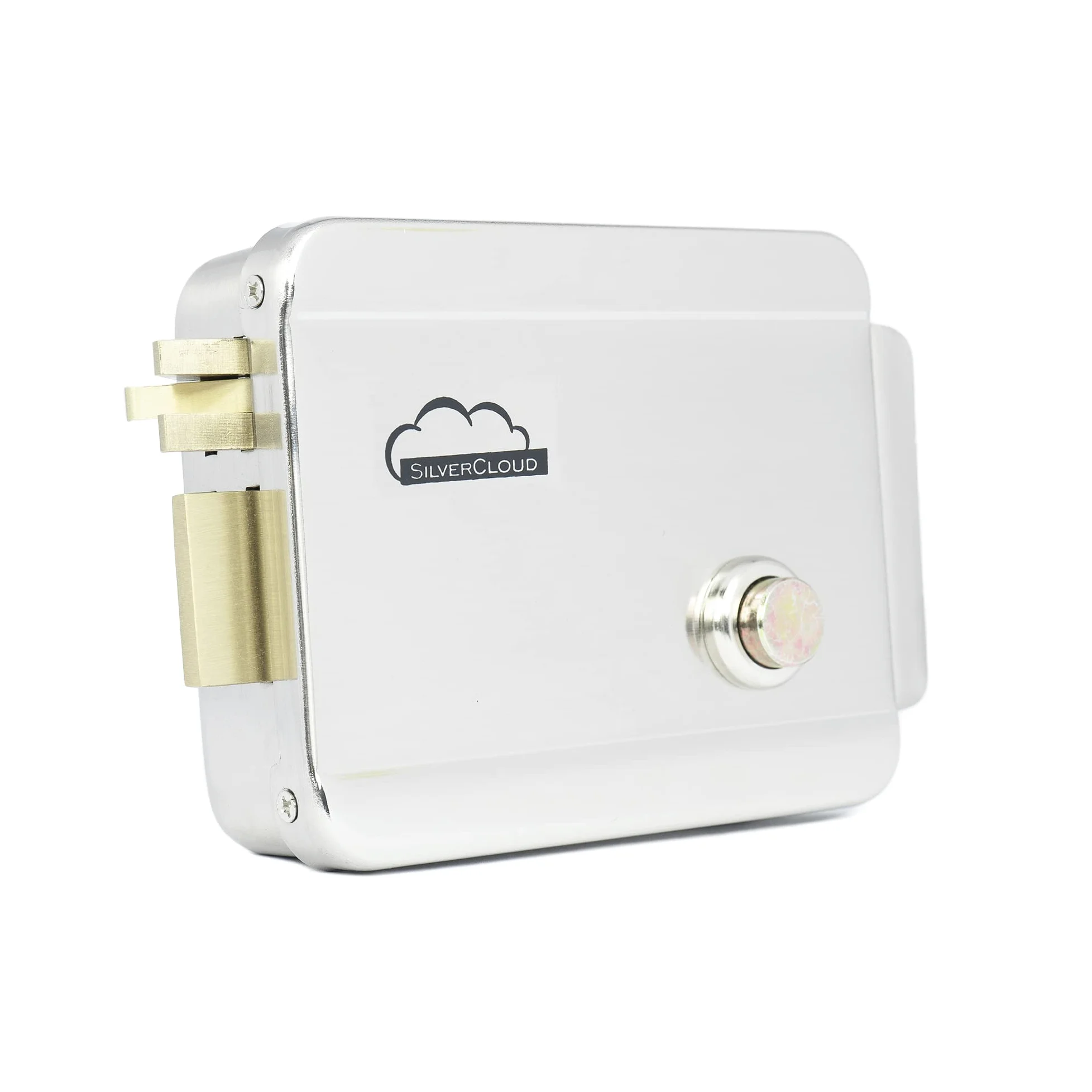 Cerradura eléctrica con cilindro para puerta SilverCloud YR300 Diestro, 12V, Normal Close Fail-Secure, acero inoxidable, desbloquear el botón, para Sistema de Control Acceso Puerta Entrada