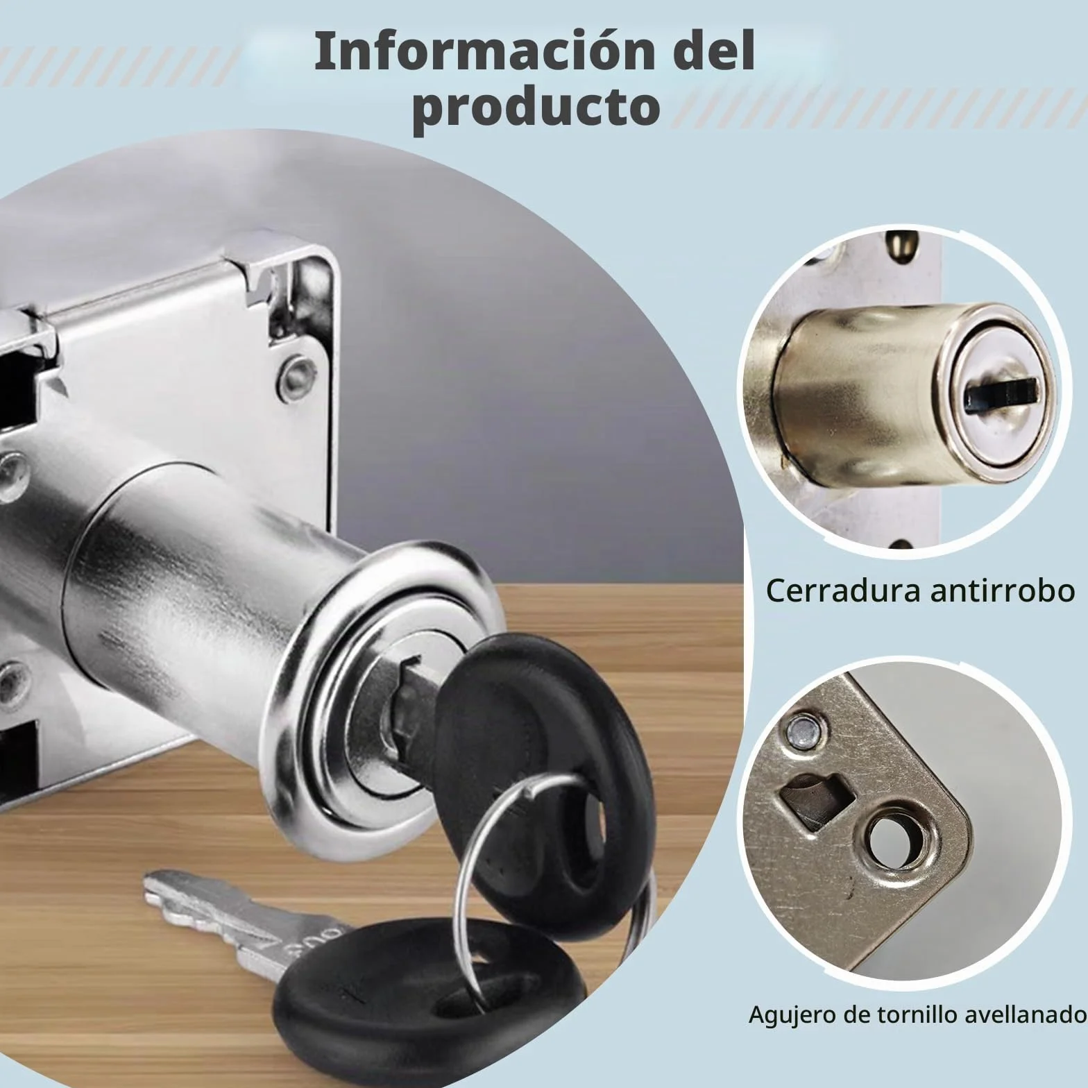 Pack de 4 Cerraduras de Leva 20mm para Armarios y Muebles con Llave