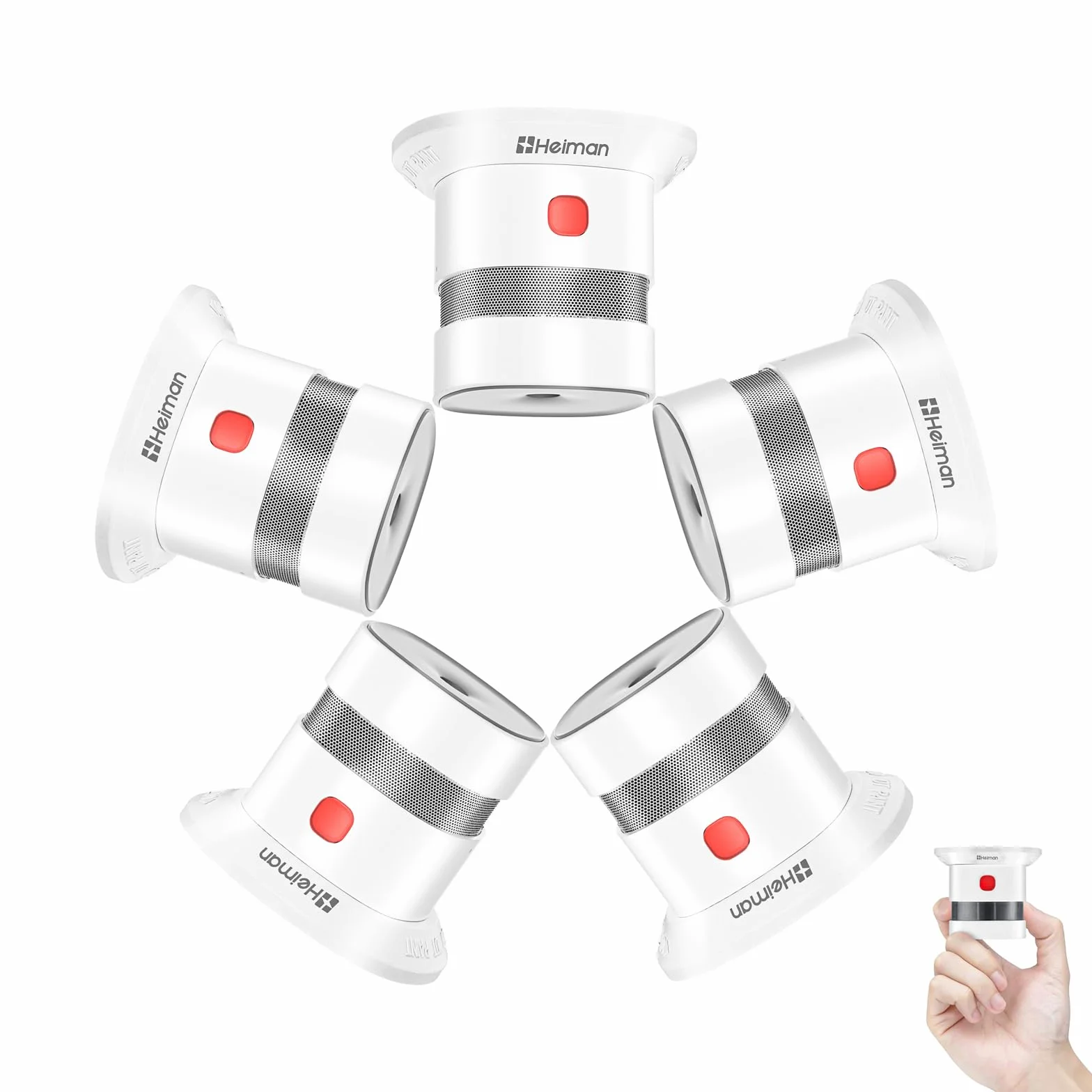 Heiman Detector de Humo Mini Fotoelectrico Alarma de Incendios 10 Años CE DBI UKCA Reddot 5 Unidad