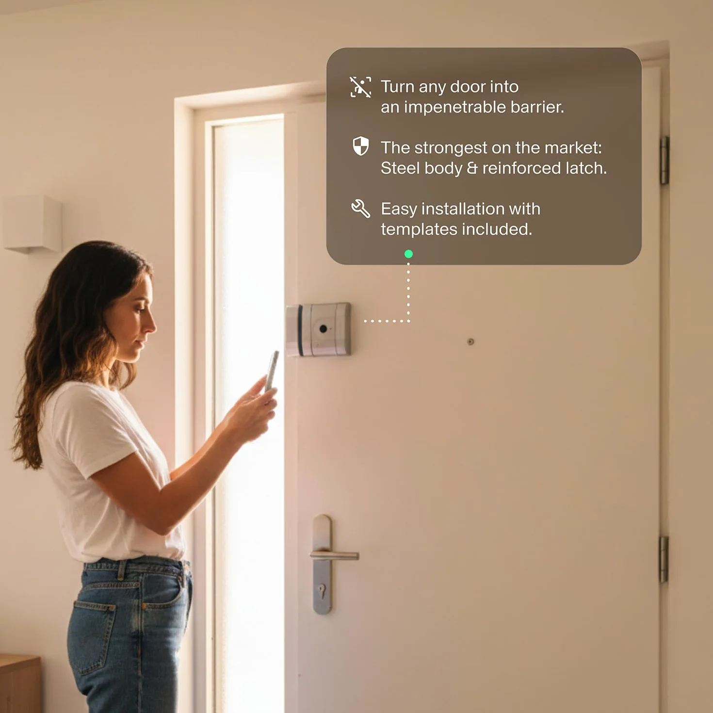 AYR Lock pro Cerradura Inteligente Invisible Alta Seguridad Alarma APP Bluetooth Antibumping Antiganzúa Cromo mate