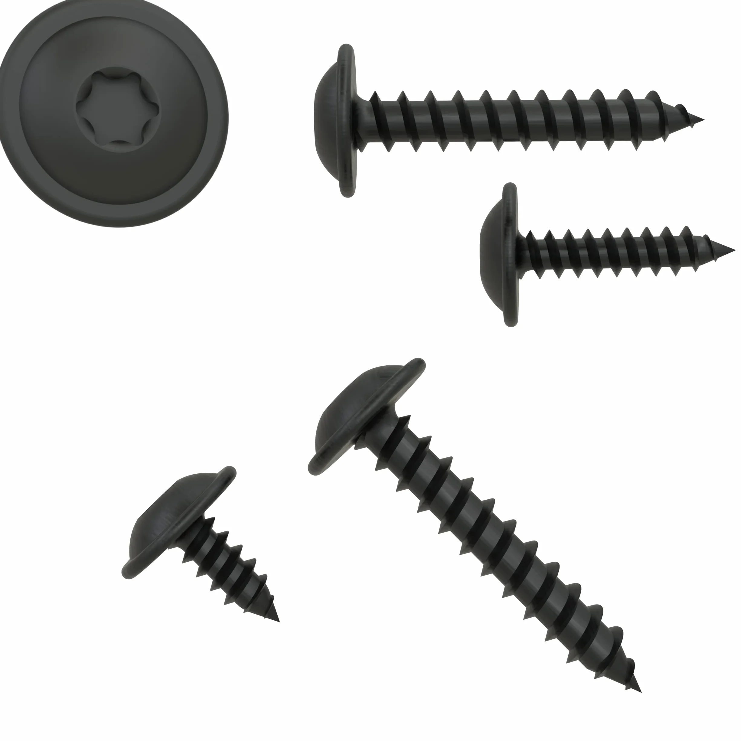100 AUPROTEC Tornillos de Chapa 4,8 x 25 mm TORX con Cabeza de arandela Tornillo alomado cincado Negro DIN 7049-4,8 x 25 mm, 100 Piezas