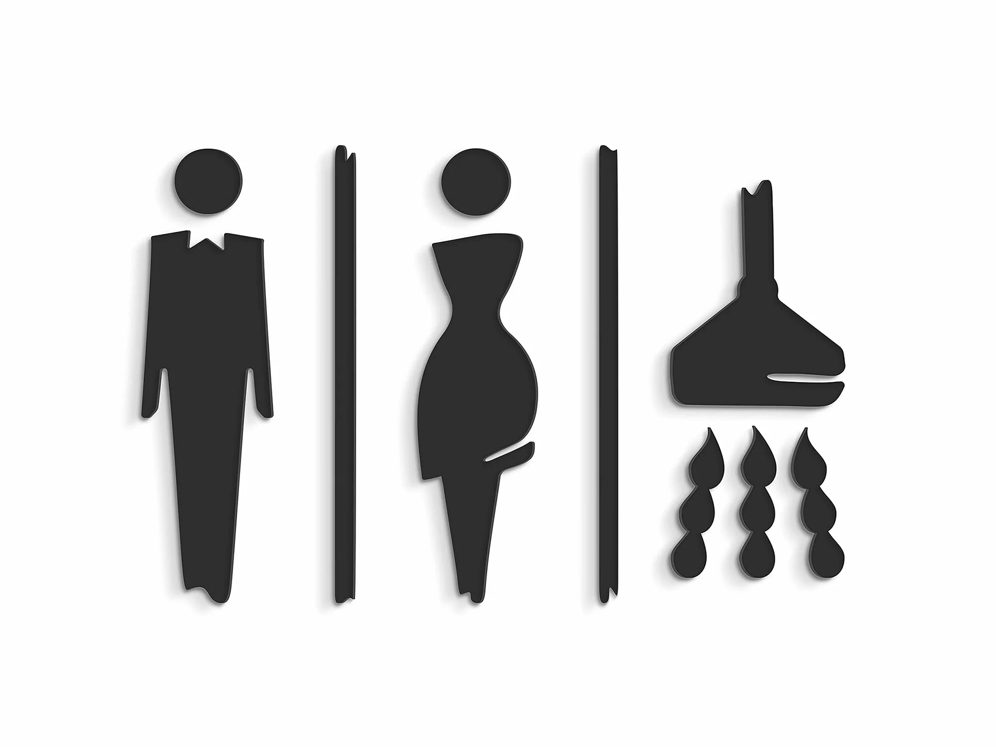 SIGNS - Repujado cartel baño puerta (15 cm) SA117, en relieve, señales adhesivas. Cartel baño hombre mujer ducha - Placas de retretes baño duchaa - carteles de baño ducha y pared (Prime Negro)