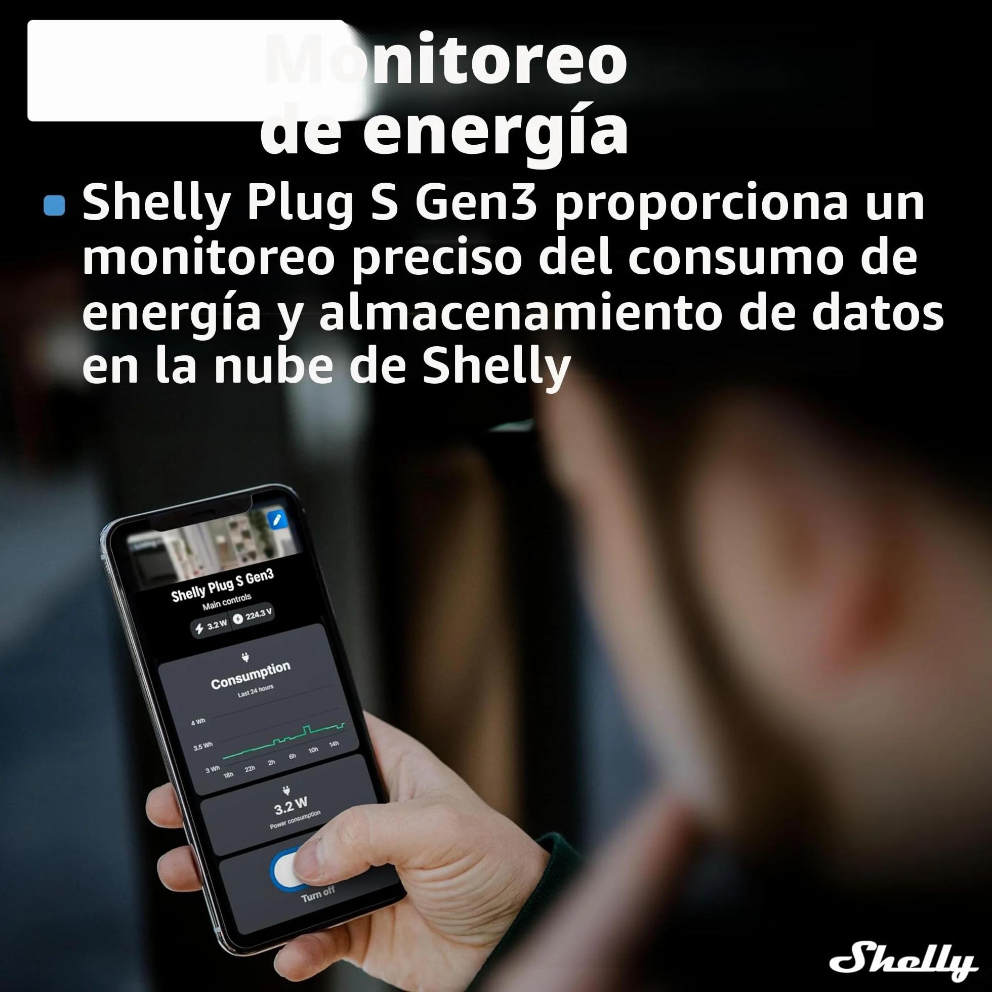 Shelly Plug S MTR Gen3- Blanco, Enchufe Inteligente Wi-Fi con Matter, Con Medidor de Consumo y Indicador LED, Control Remoto por App y por Voz, Alexa, Google Home,SmartThings