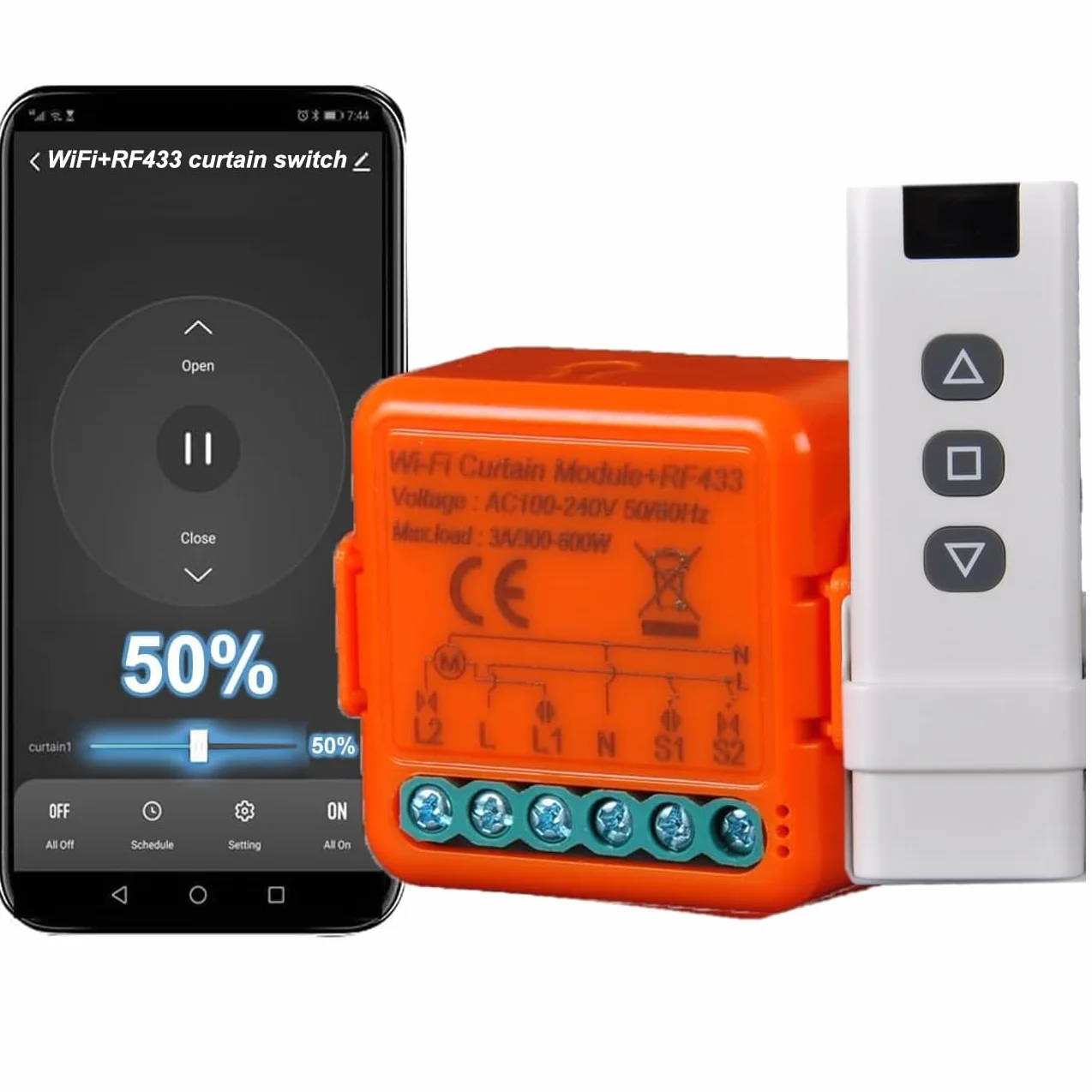 YUEYANG Interruptor de persiana RF,mando a distancia para persianas eléctricas,funciona en paralelo al interruptor de cortina ,módulo compatible con Alexa y Google Home,aplicación SmartLife/Tuya