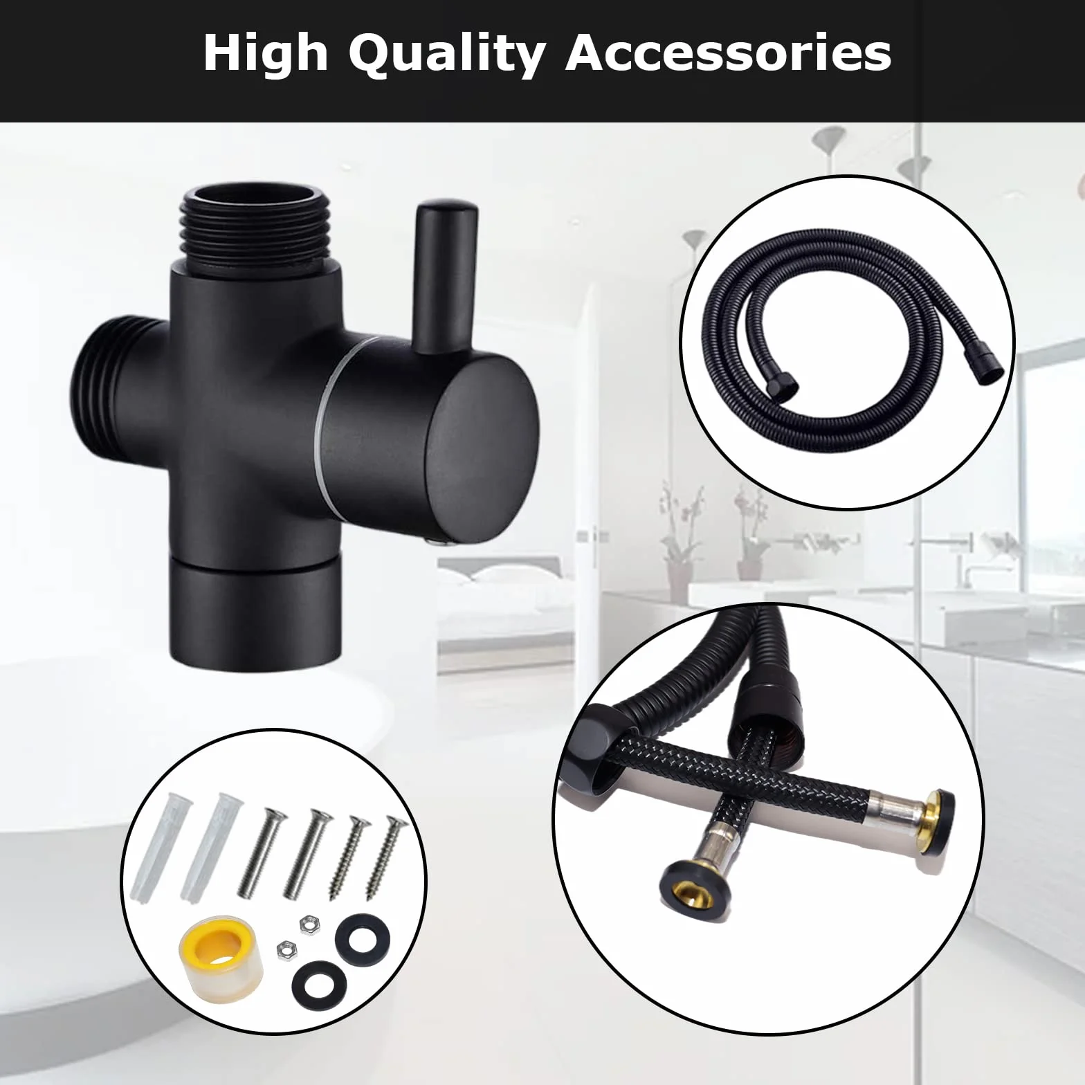 [LOSCHEN] Bidé de pared Kit de pulverización para inodoro, pulverizador de mano WC accesorio de acero inoxidable para mascotas Baño/Higiene Personal/Baño (Negro)