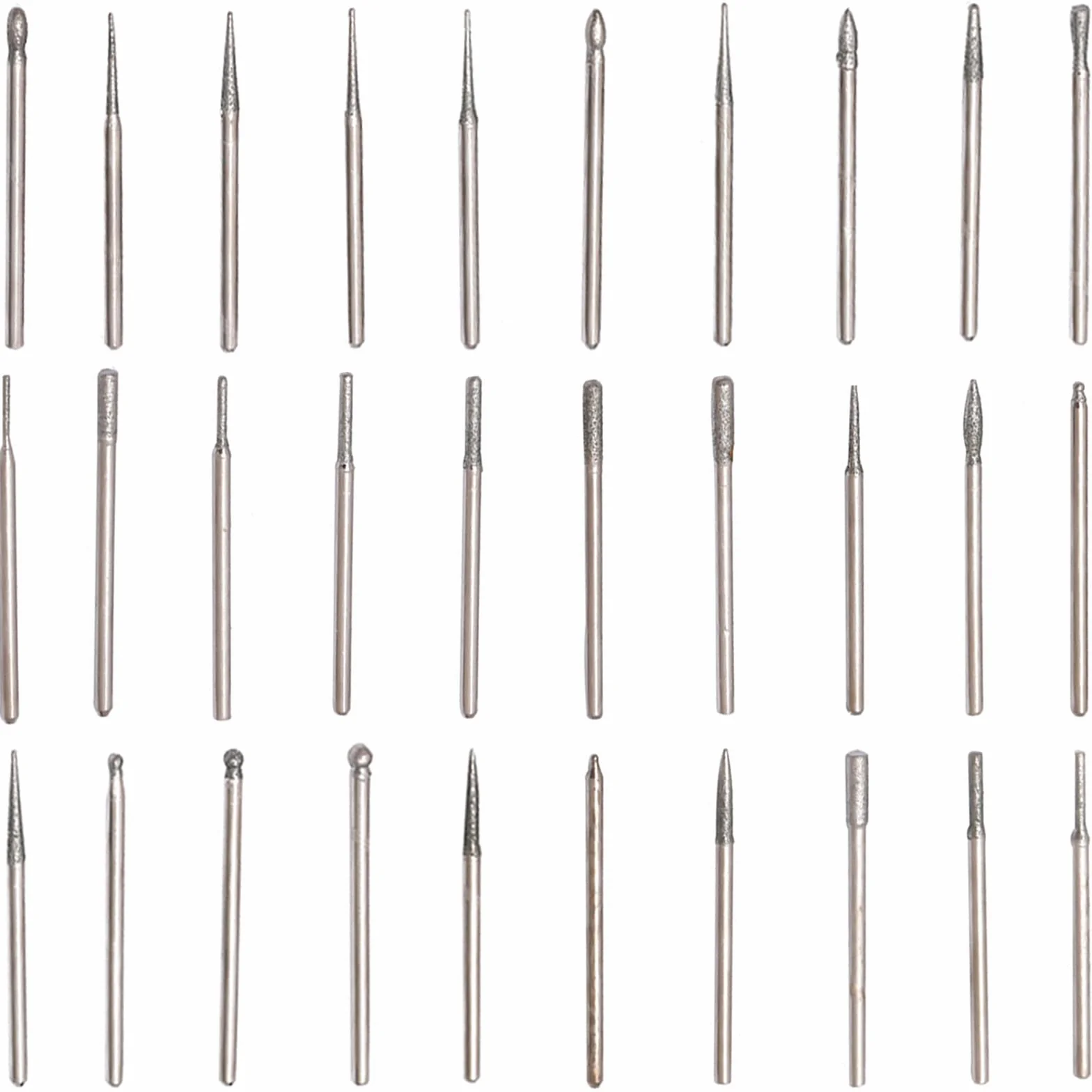 Treki 30pcs Fresas Diamante Mini Brocas de Diamante con 3mm Vástago Fresas Diamantadas Rotatorio de Fresas Taladro de Diamante Herramienta de Broca para Vidrio Piedra Joyería Metal Rotary Tool