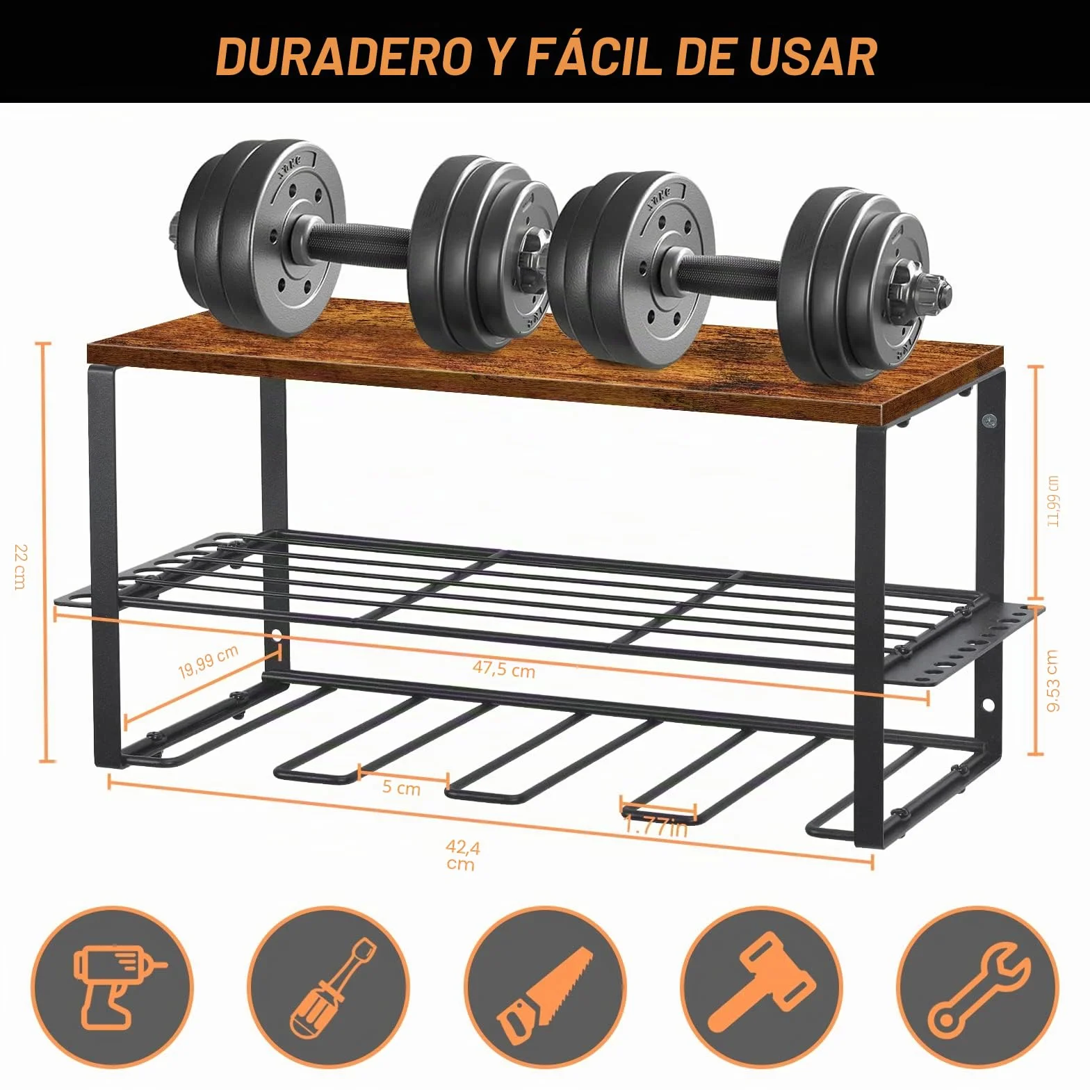 Nandae organizadores de herramientas eléctricas, organizadores de herramientas de garaje y almacenamiento, soporte de taladro para pared, estante de herramientas de metal resistente