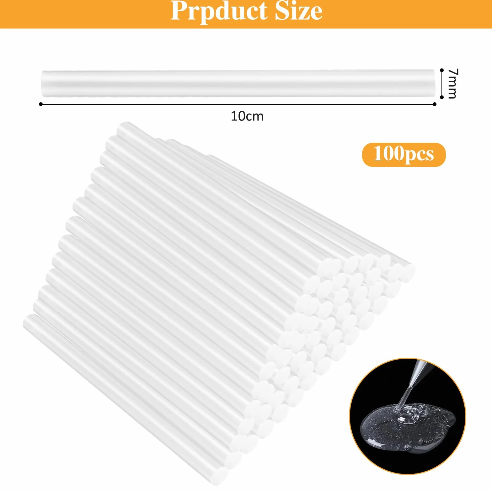 100 Piezas Barras Silicona Caliente 7mm X 100 mm, Barras de Silicona Termofusible Transparente, Barras de Pegamento Caliente para Pistola, Silicona Caliente Palos para Bricolaje, Sellado Y FijacióN