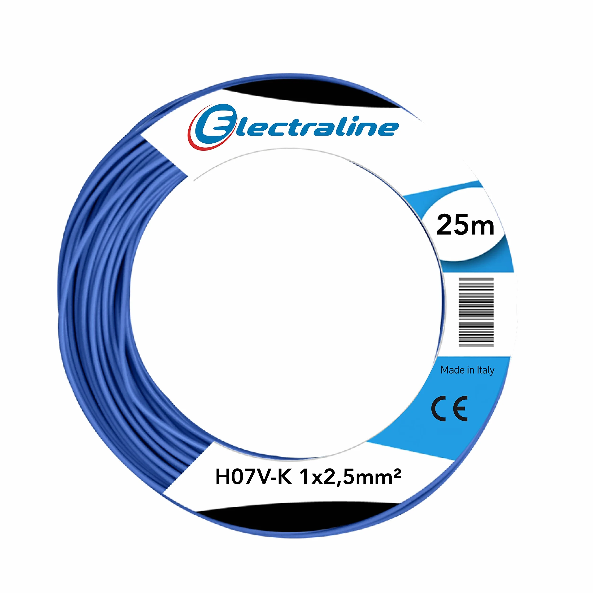 Electraline 15162, H07V-K Cable, Sección 1x2.5 mm, 25m, Azul