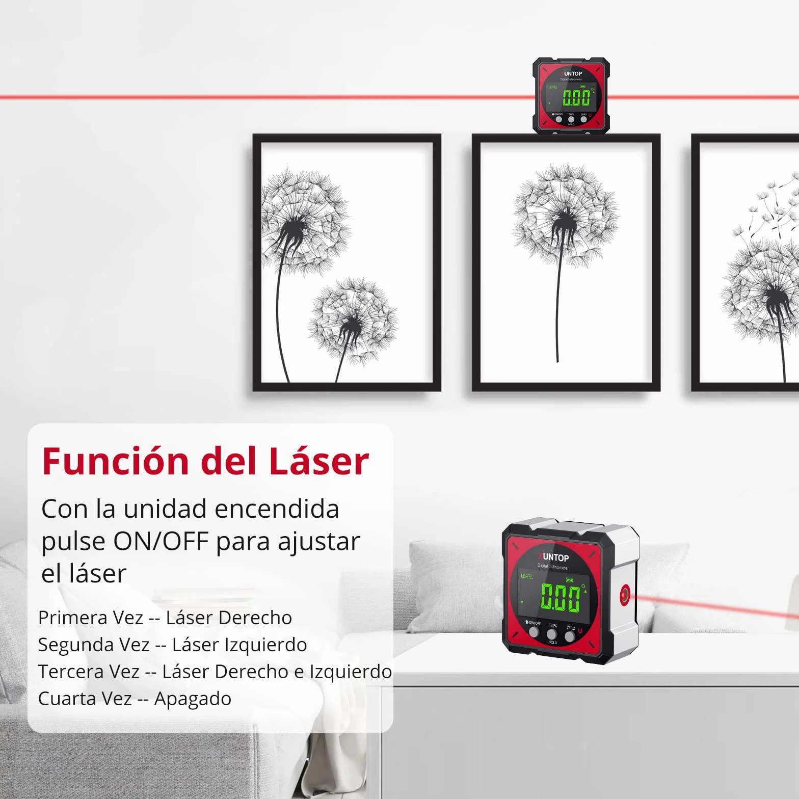 Inclinometro Digital 4x90° con Laser Electronico IP54 Impermeable