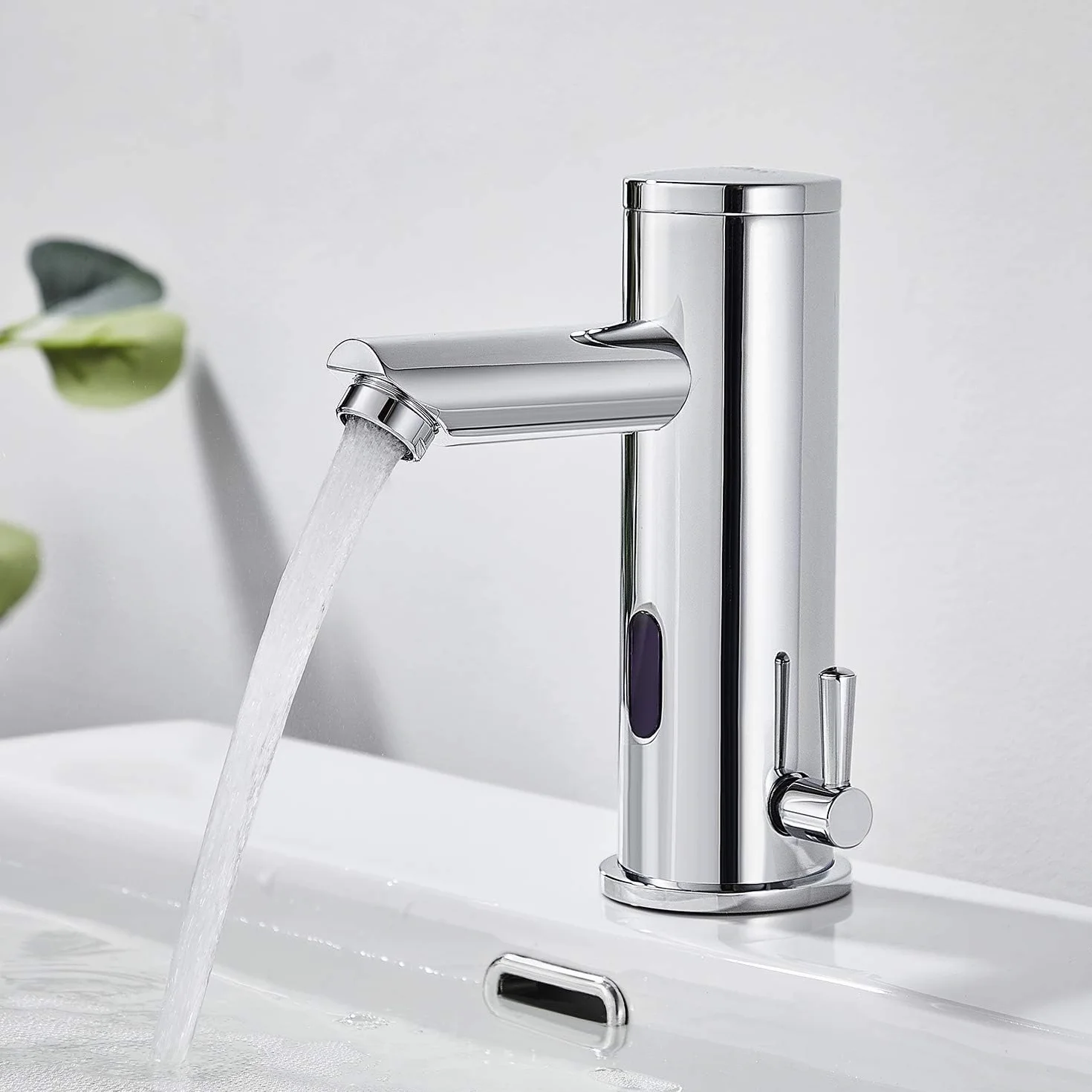 Auralum - Grifo Sensor Automático, Grifo de Lavabo con Sensor Infrarrojo Sin Contacto, Inteligente Grifo Baño, Elegante Cromado Monomando para Agua Caliente y Fría