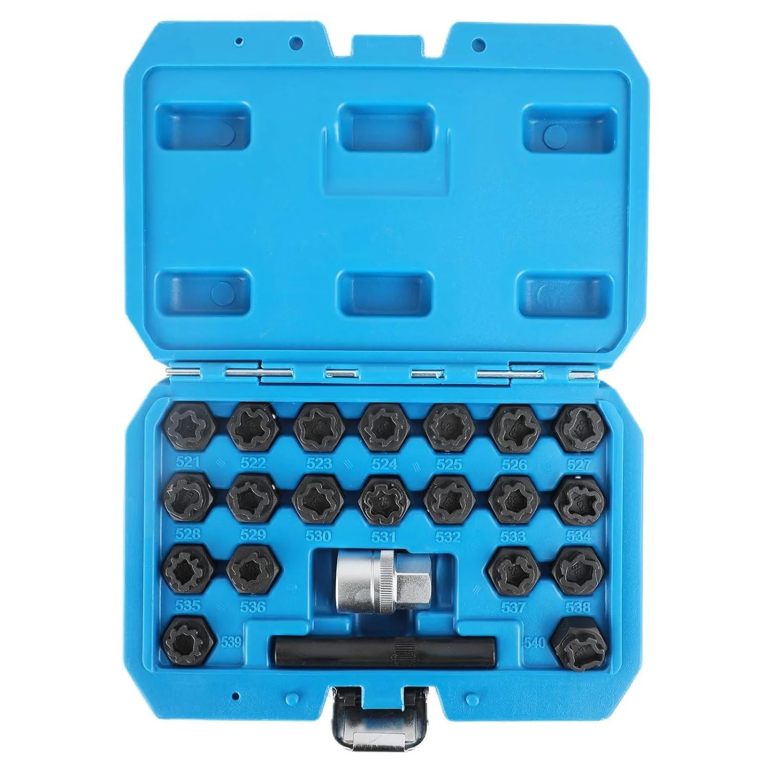 Juego 22 Llaves Anti-Robo para Llantas Vehículos Cromo Molibdeno con Adaptador 1/2" y Caja