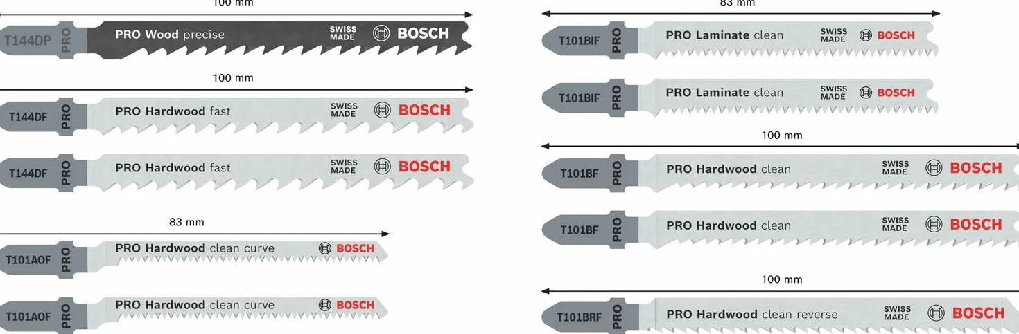 Bosch Juego de 10 hojas de sierra de calar Pro Hardwood and Laminate (para madera dura, parqué, longitud 83 mm, accesorio profesional)