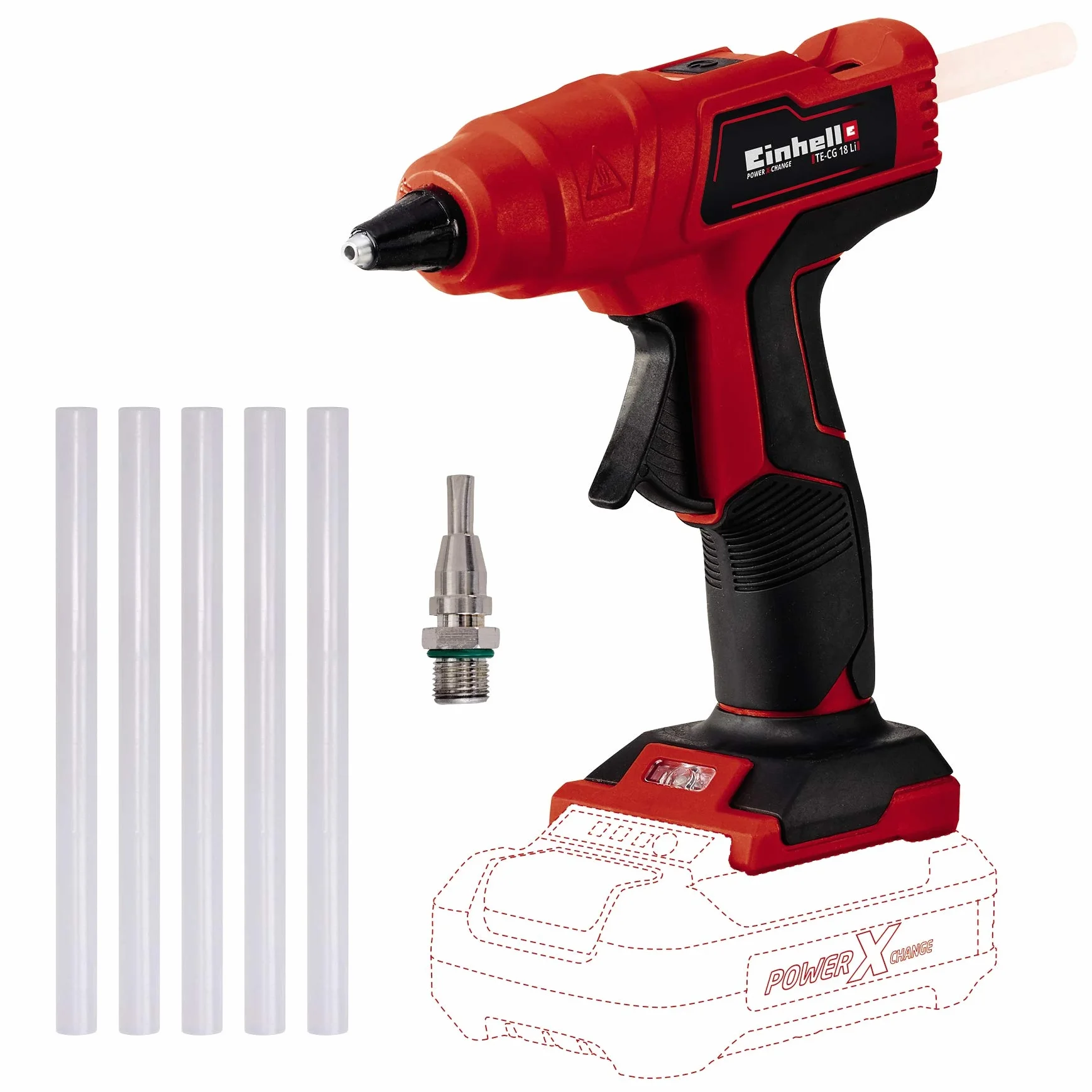 Einhell TE-CG 18 Li Solo - Pistola Termofusible Con Batería