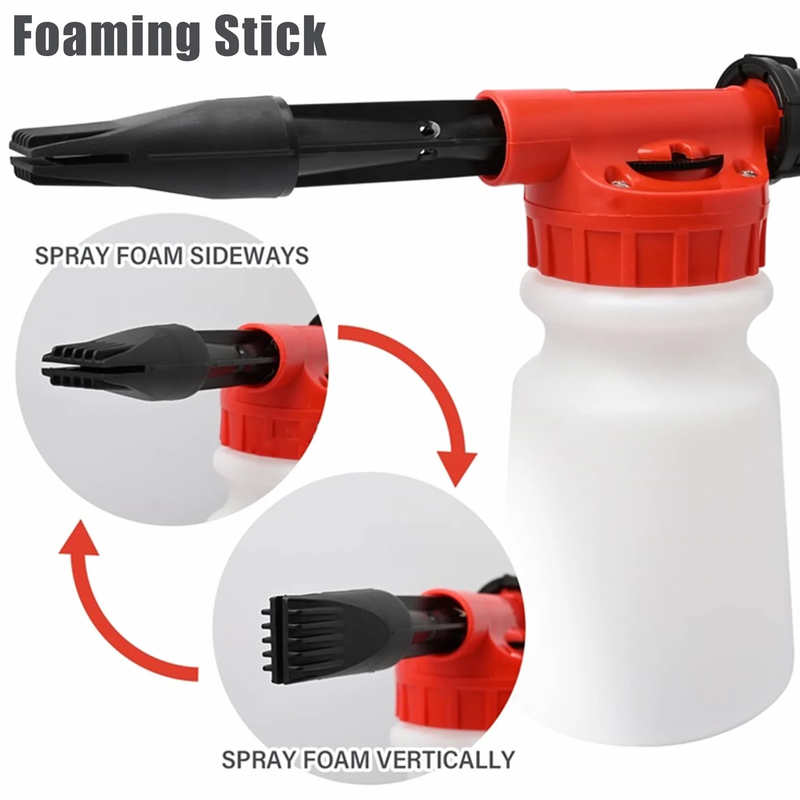 Pistola De Espuma Para Coche, 900 ML 2 en 1 Ajustable Pistola De Espuma Limpiadora, Limpieza Para Coche, Manguera De Jardín Conexión (Rojo)