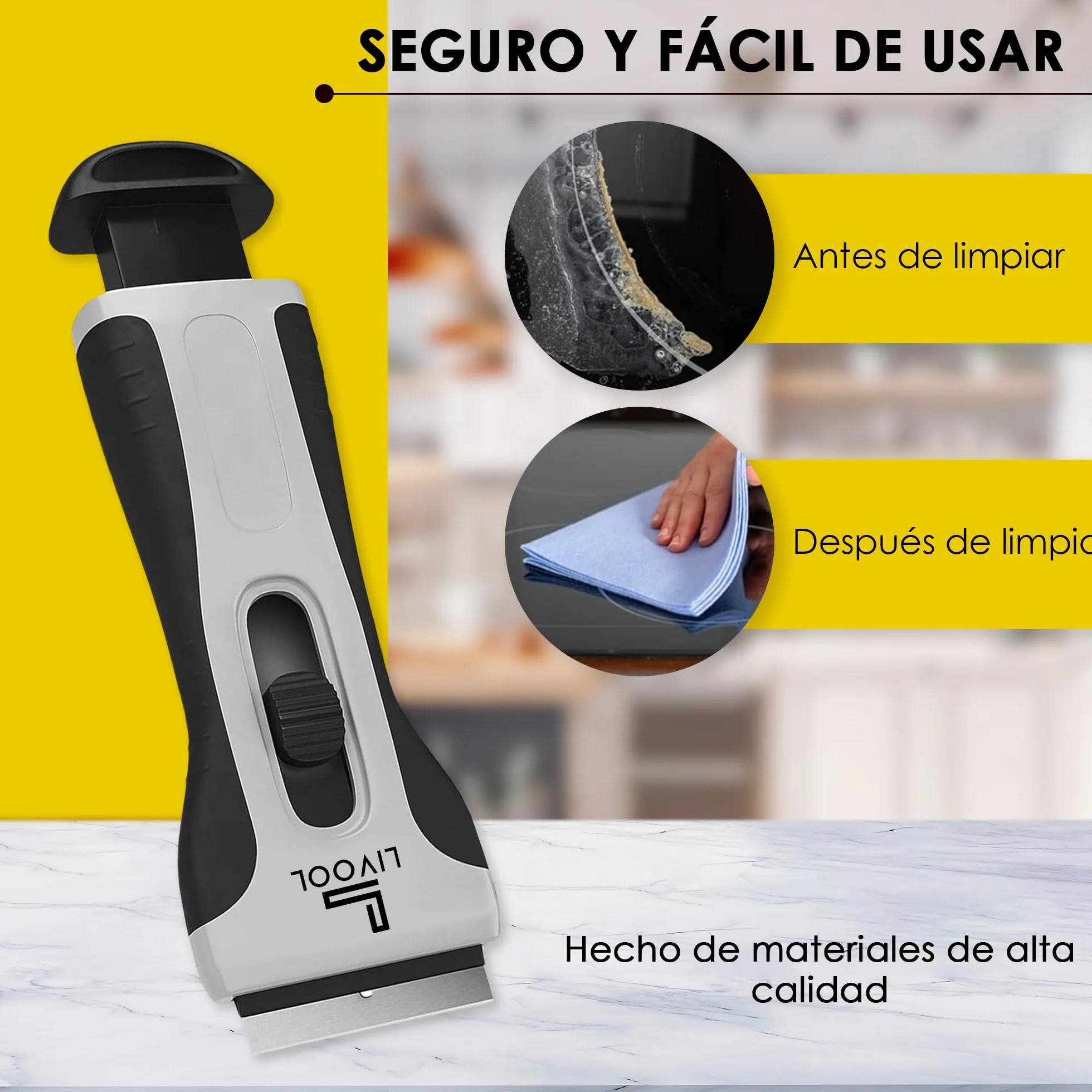 ️ Rasqueta Vitroceramica Profesional + 10 Cuchillas | Rascador Vitroceramica | Cuchilla Limpia Cristales y Vitroceramica | Raspador Vitroceramica Inducción.