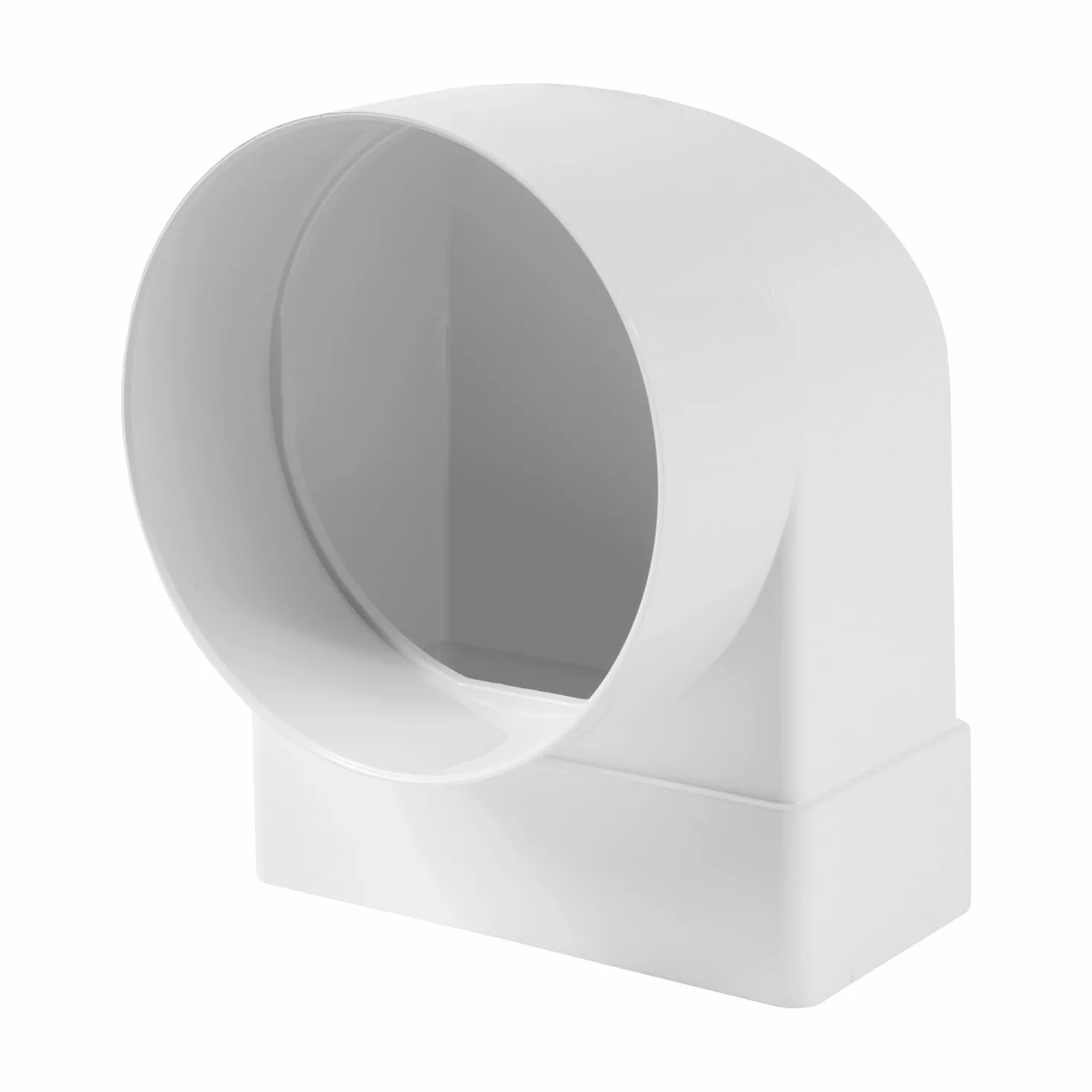 Repa Market Conector de tubo rectangular de 90 grados 150 x 75 mm para tubo de ventilación redondo de 125 mm – Tubo redondo de plástico ABS para calefacción, refrigeración, canal plano, conducto de