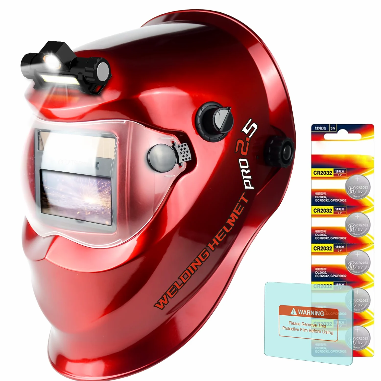 TRQWH Casco de soldadura con luz de color verdadero, oscurecimiento automático, cascos de soldadura para hombres, capucha de soldadura con 2 sensores de arco, pantalla ancha 4/9-13 para máscara de