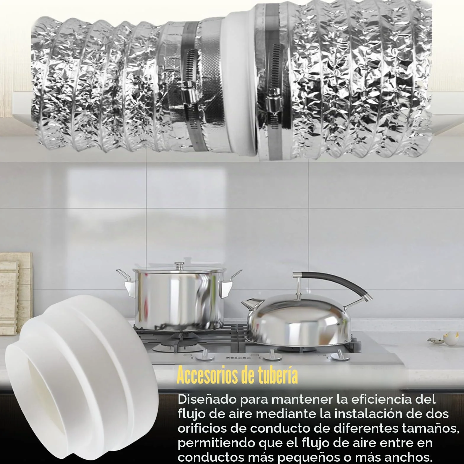 Reduzierverbinder Ø120 150 160mm 2 STK AbluftReduzierstück Reduzierverbinder Lüftungsung ABS Reduction Rohr mit 2 Edelstahl Schlauchschellen und 2 Rollen Aluminiumfolienband (A)