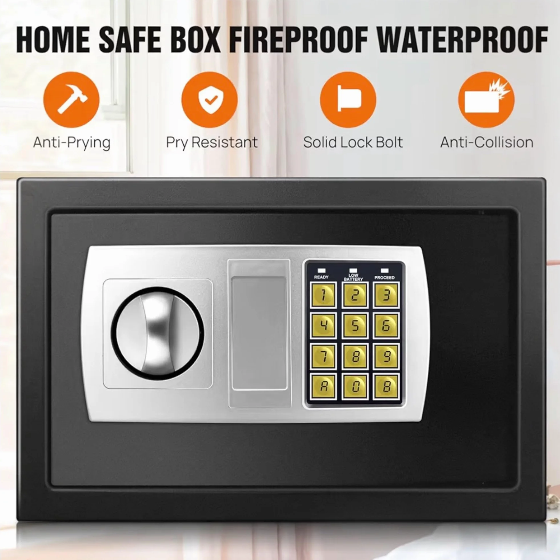 Caja Fuerte Digital con Cerradura de Combinación y 2 Llaves - Resistente para Efectivo, Joyas, Objetos de Valor - Operación Sin Batería, Diseño Compacto para Hogar, Oficina