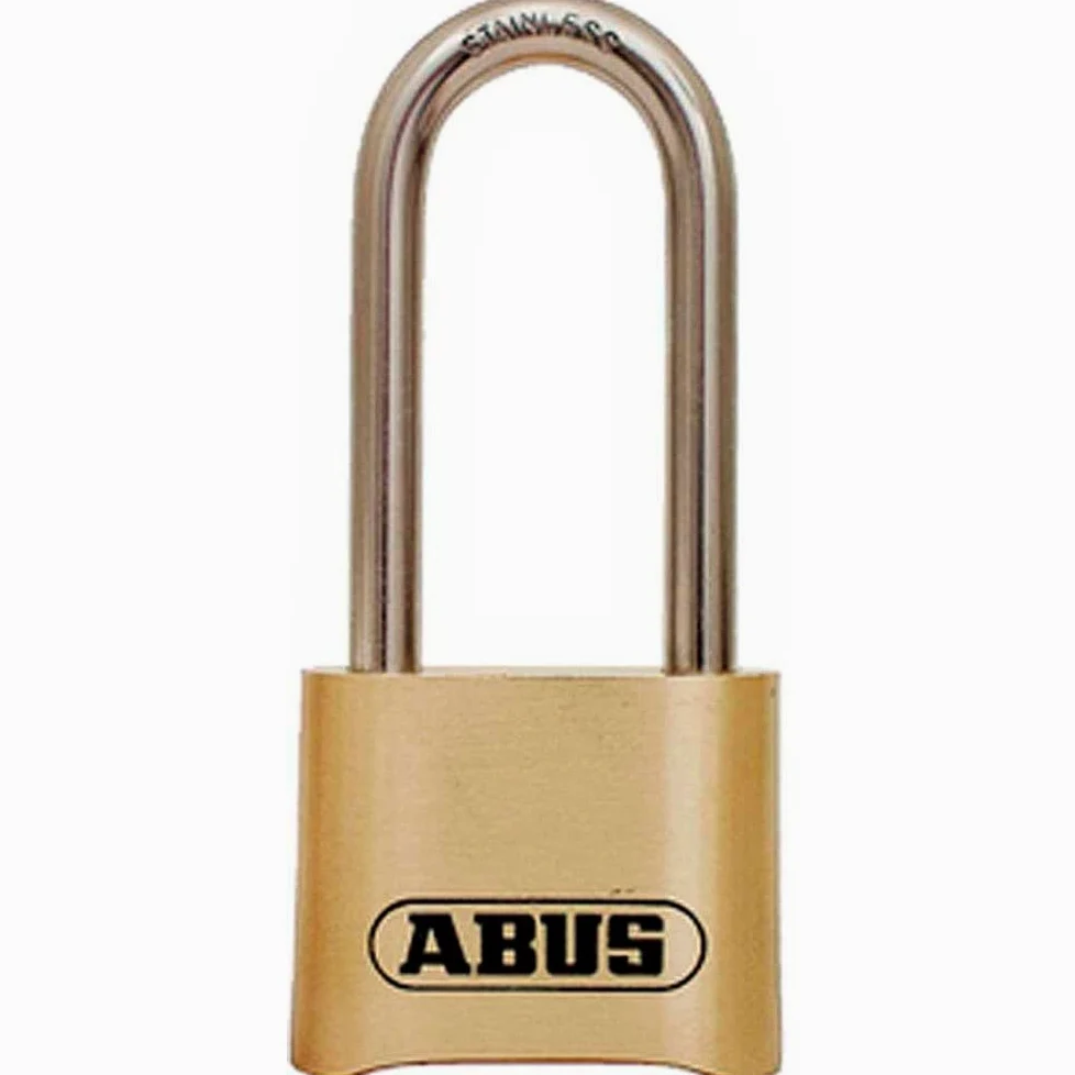 ABUS Candado de combinación de latón macizo 180/50, grillete largo de acero inoxidable (2-1/2 pulgadas)
