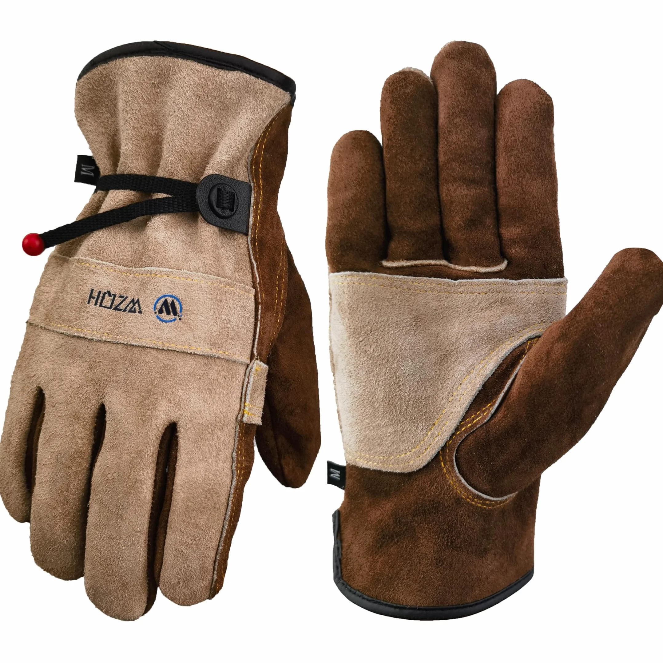 Guantes de Trabajo de Cuero Piel de Vaca Café Gris M para Jardinería Soldadura Construcción
