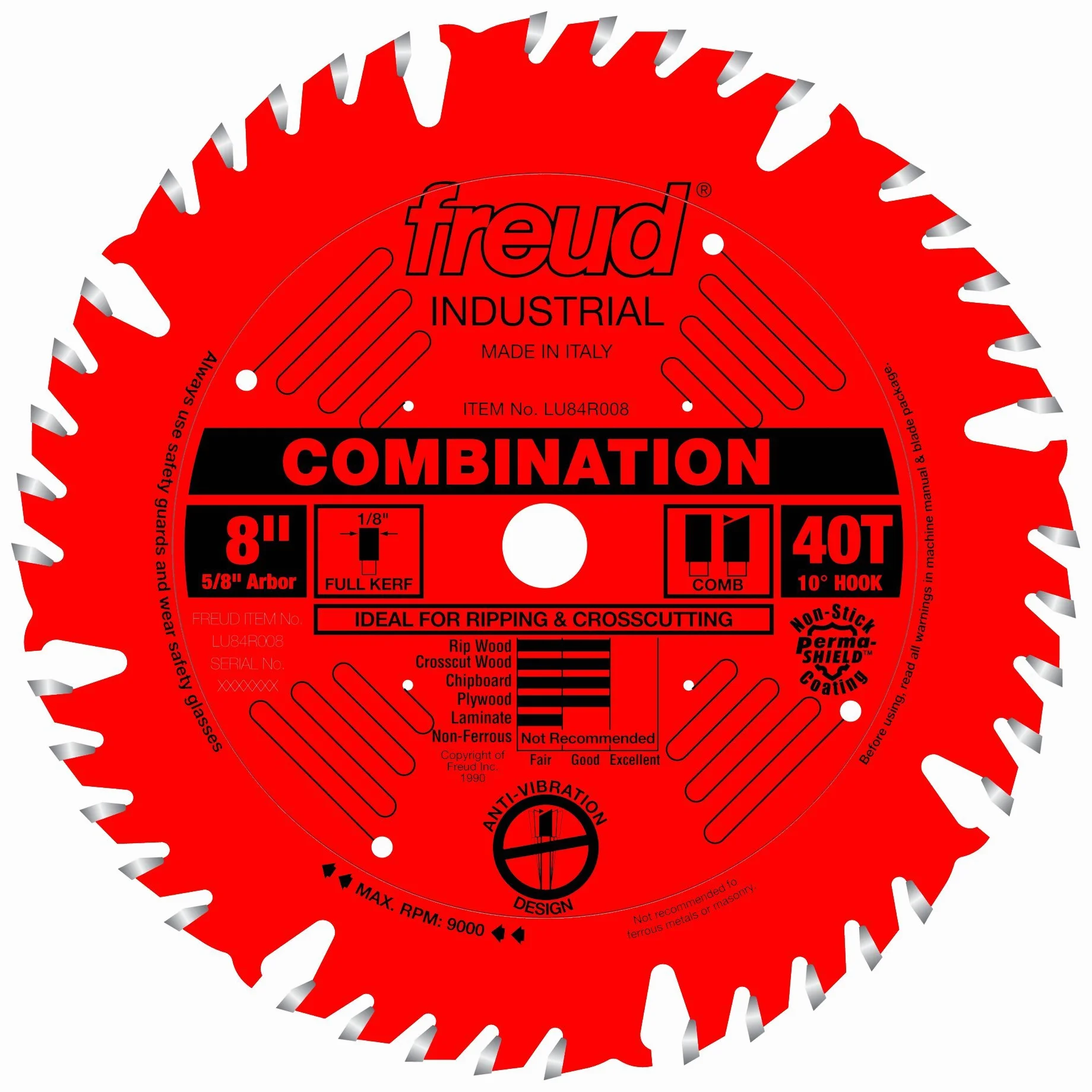 Freud LU84R008 8 Inch 40 Tooth Combination Saw Blade