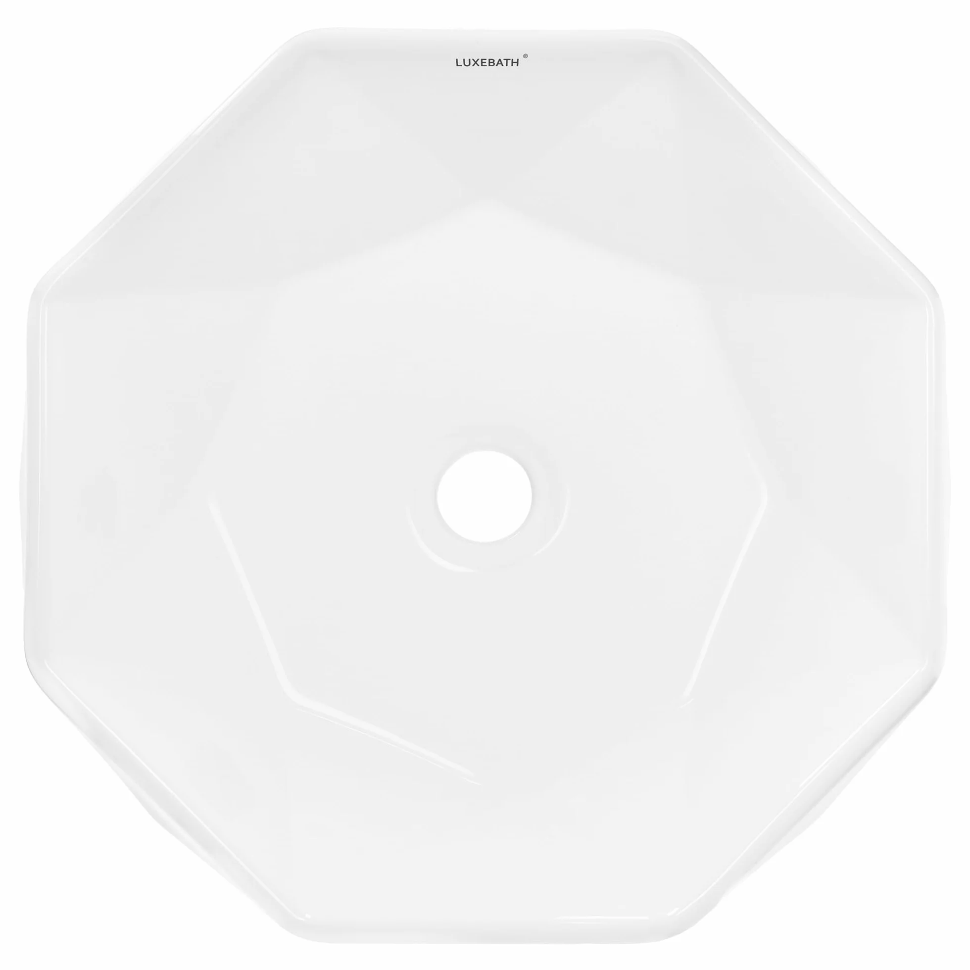 LuxeBath Lavabo Cerámica Blanco Brillante En Forma De Diamante Ø 420 x 135 mm Incl. Juego De Desagüe Sin Rebosadero 100 mm Lavamanos Moderno De Encimera/Colgante Con Fijación A La Pared Para Baño