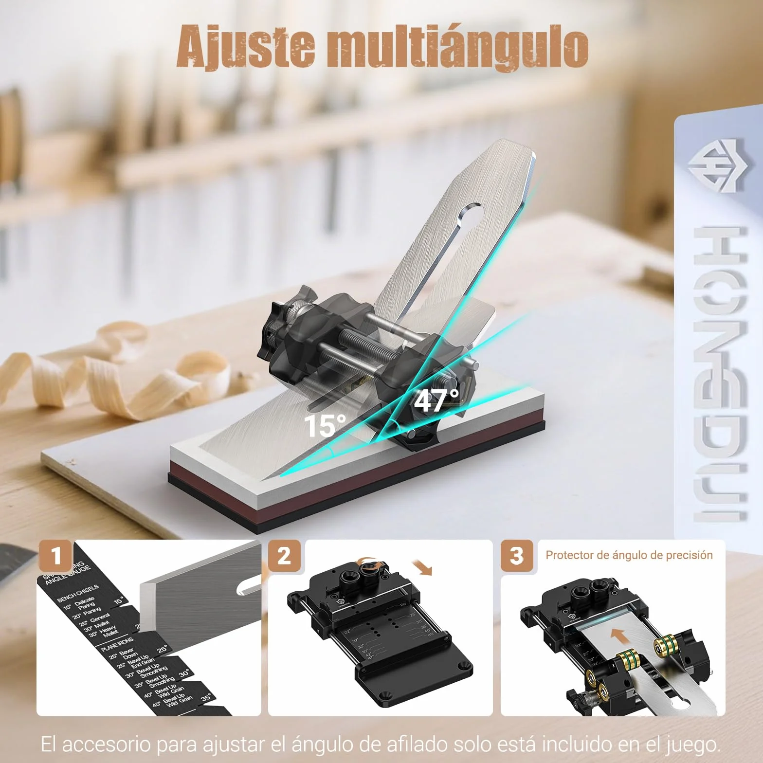 HONGDUI Kit de afilado de cinceles con guía de afilado, medidor de ángulo ajustable, accesorio para herramientas de carpintería 0.1-3.2 pulgadas