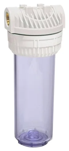 AQUAWATER - Filtro Simple Vacío 107221 - Dimensión Estándar 9''3/4 - Para Tratamiento de Agua - Incluye Soporte y Llave de Afloje - Blanco - Ø9.75 x 25 cm - Caudal Máx 1.5 m3/h