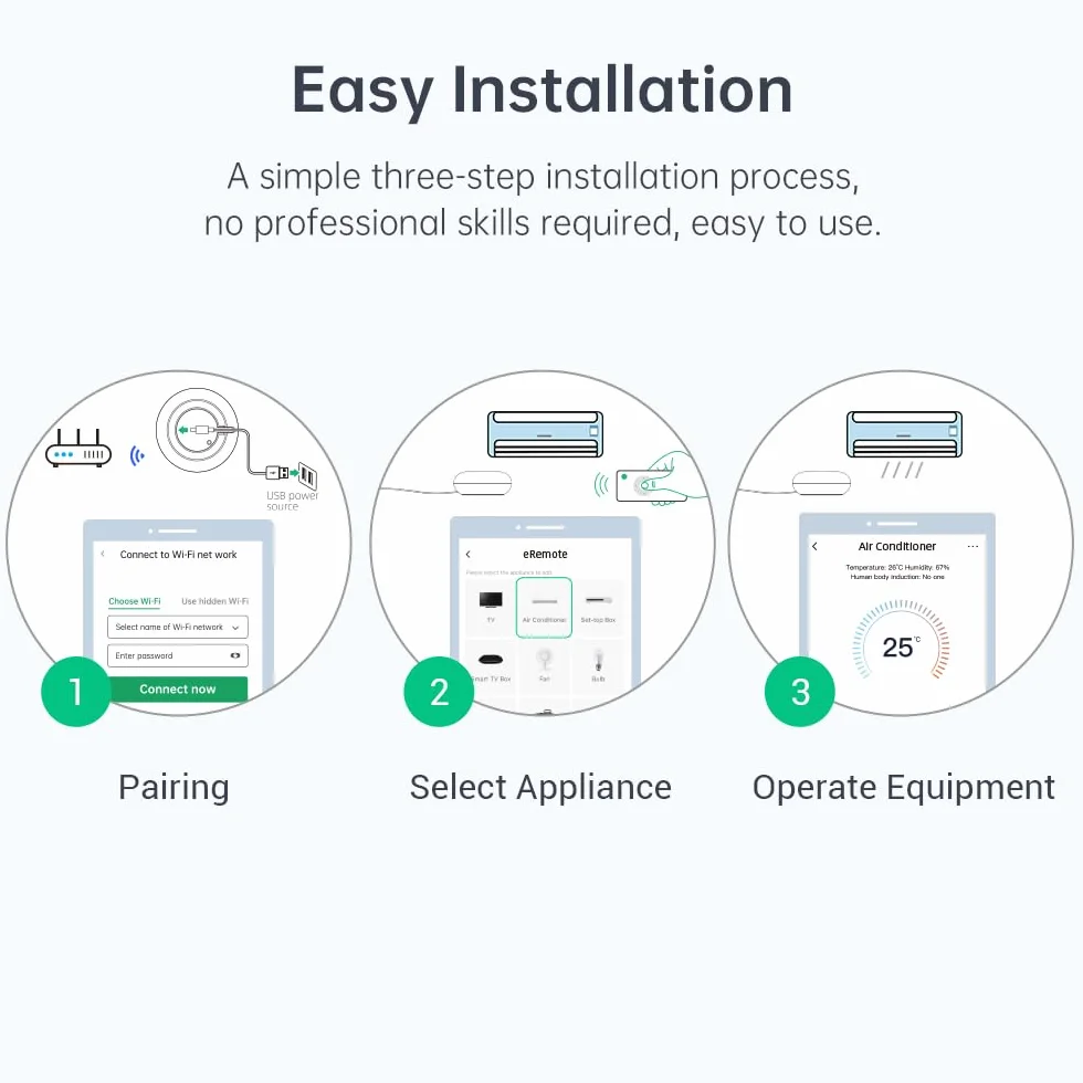 Mando Universal Inteligente Wi-Fi IR eRemote HA LinknLink, Emisor Infrarrojo para TV, Aire Acondicionado, Compatible con Alexa y Google Home