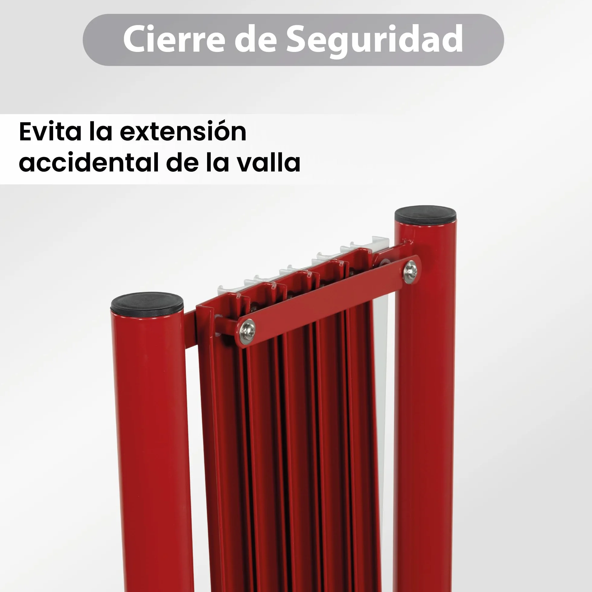 Packs 2 - Barricada Extensible hasta 3m Plegable – Vallas Extensibles de Obra – Barrera Metálica Portátil para Seguridad, Construcción y Control de Espacios (Rojo/Blanco)