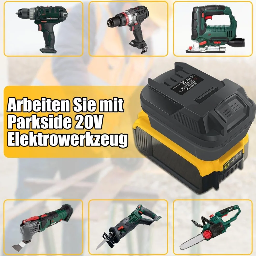 DM20PAR para Dewalt - Adaptador de batería de 20 V para herramientas eléctricas Parkside, convertidor para Dewalt para Milwaukee 18 V batería funciona en Parkside 20 V
