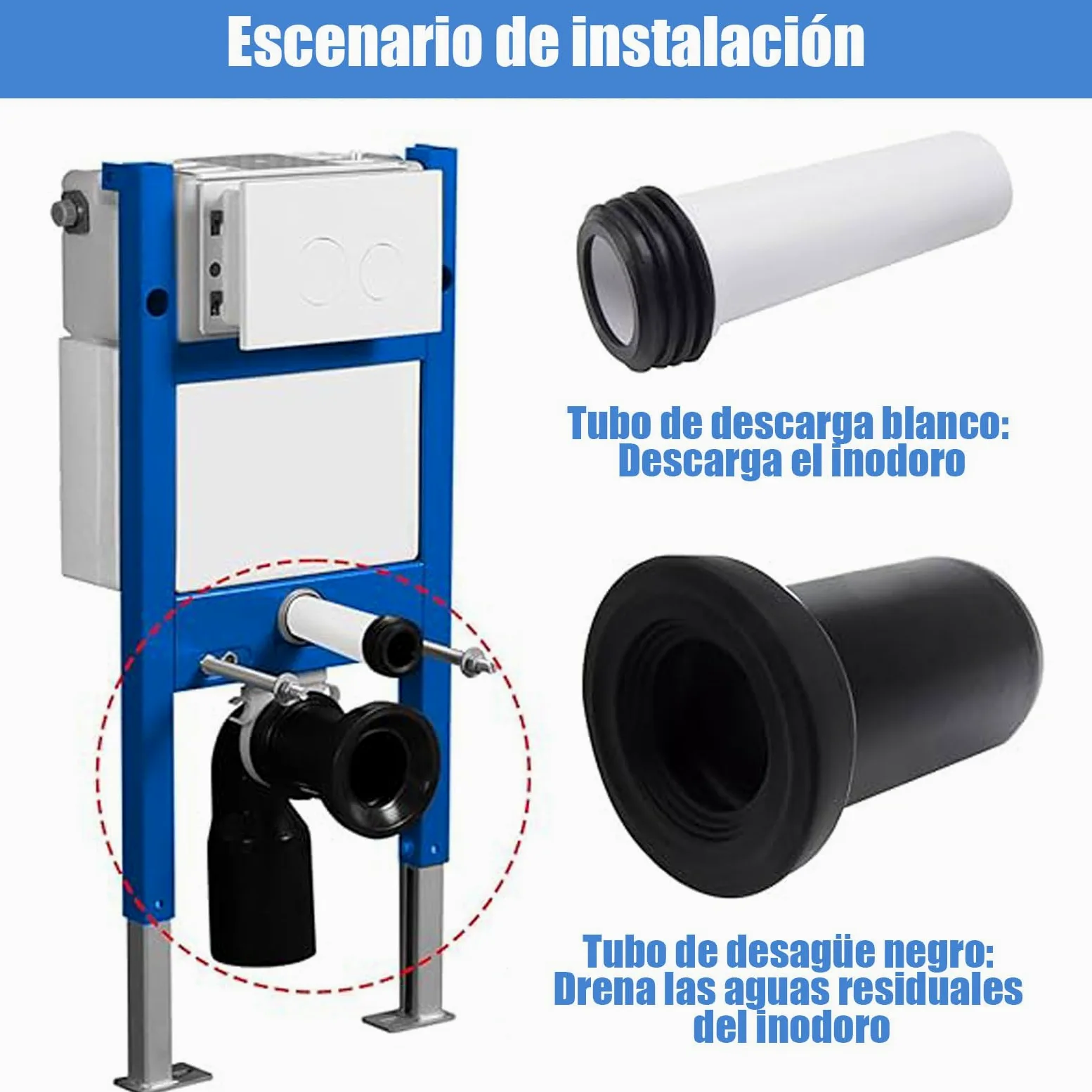 Juego de conexión WC suspendido, compatible con Geberit 152.426.46.1, para tubo PE d90/110, incluye kit de conexión, aislante acústico y accesorios de montaje