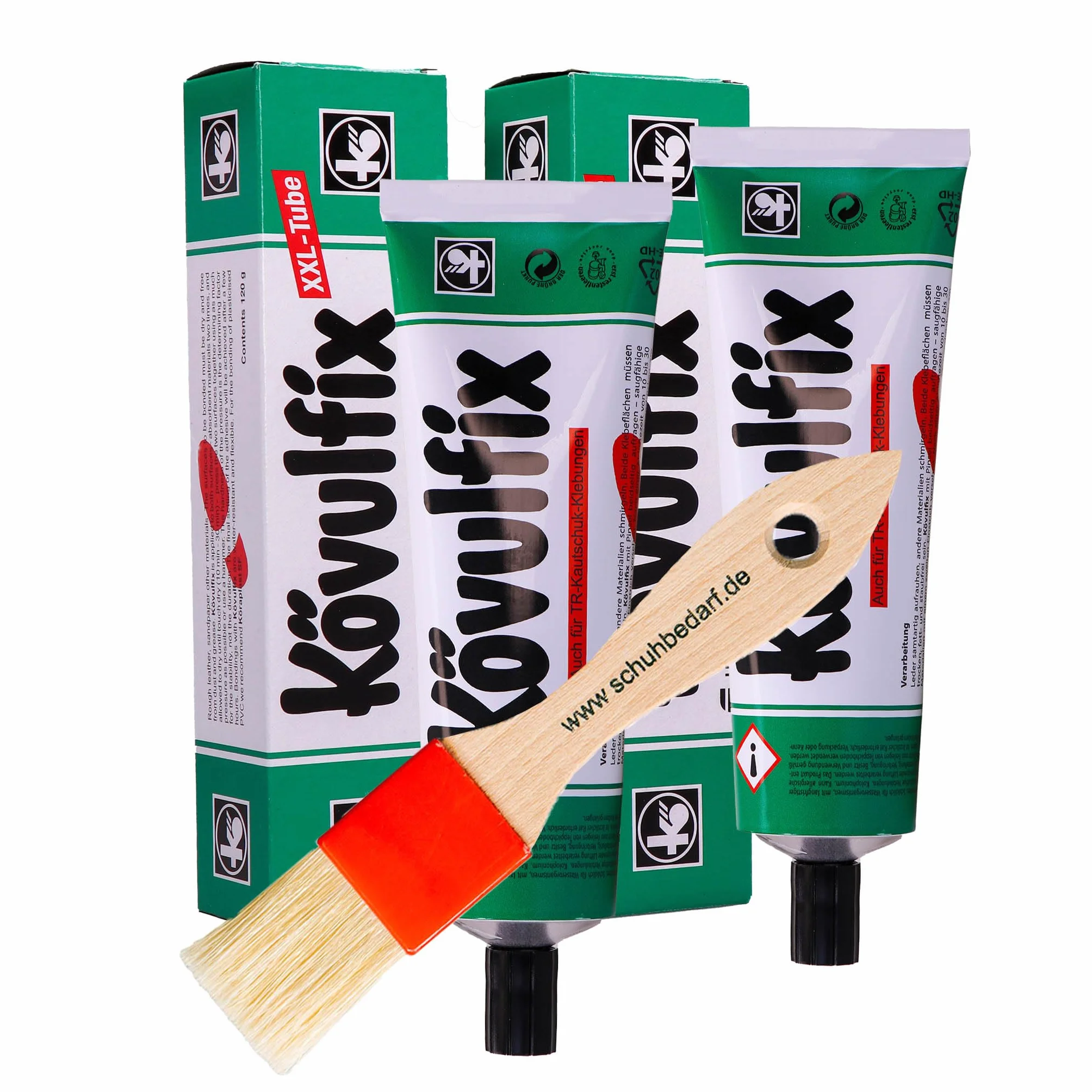 Kövulfix Juego de adhesivos de contacto 240 g + pincel, pegamento para zapatos extrafuerte, resistente al agua y flexible, adhesivo universal para cuero, goma, textiles, zapatos, techos, toldos