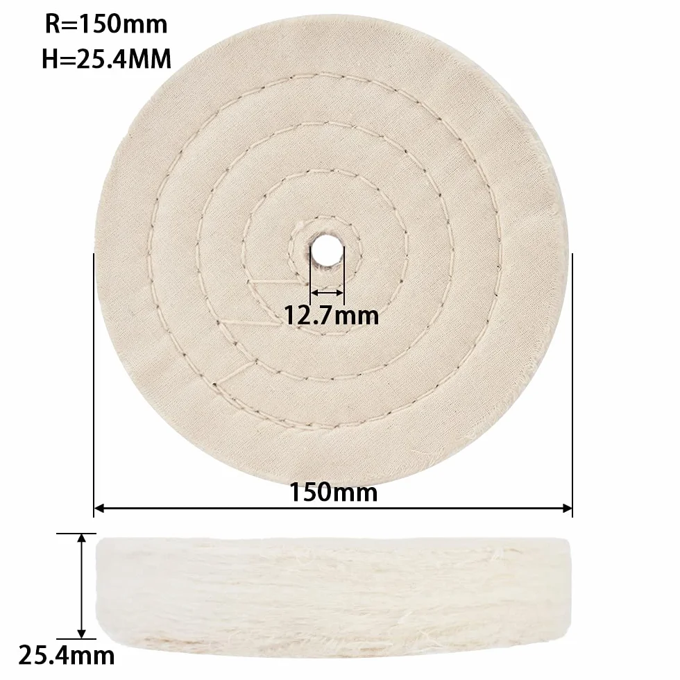 Disco de pulido de algodón 150 mm, extra grueso espiral, 70 capas, 4 unidades (orificio 12,7 mm)
