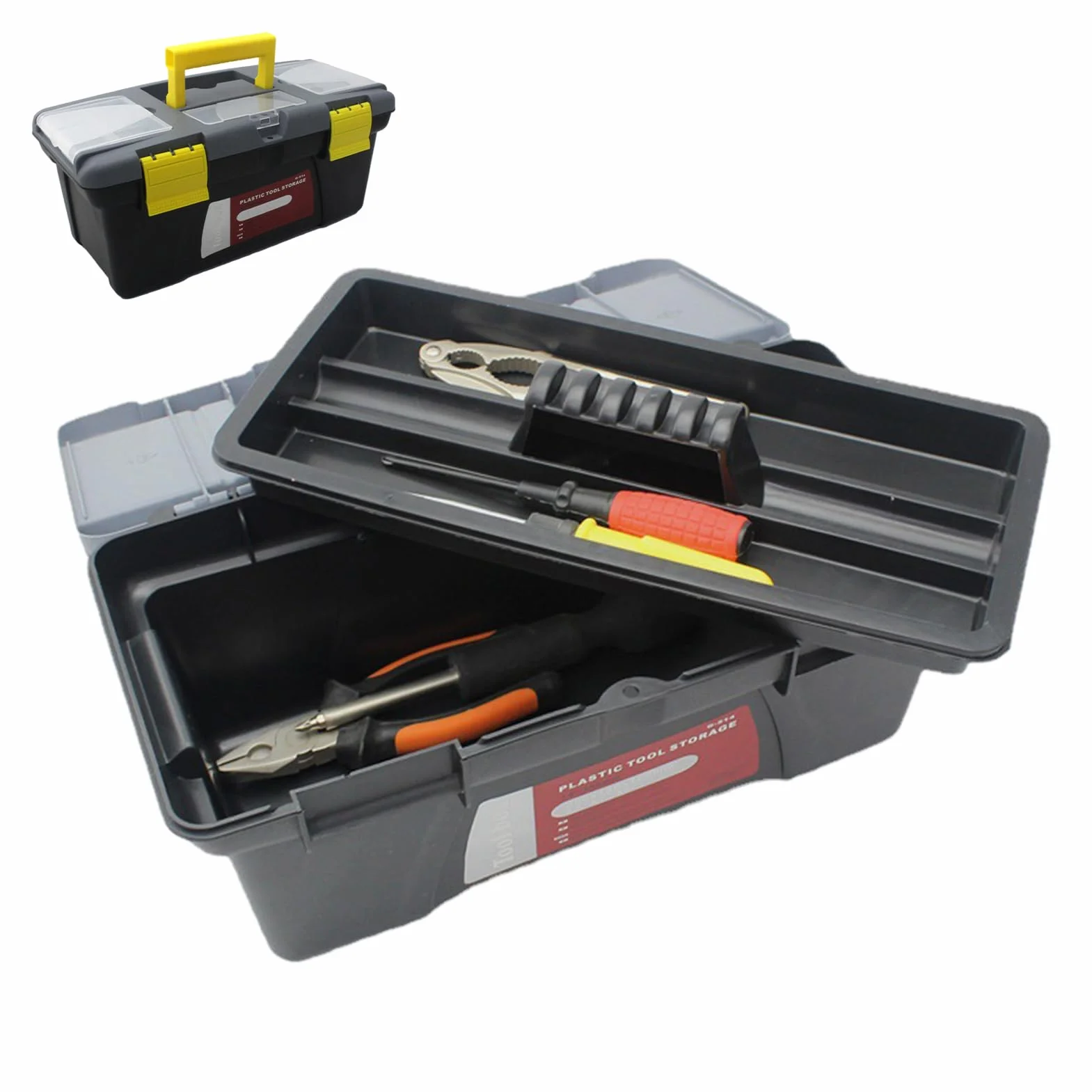 Caja de almacenamiento de herramientas, organizador de herramientas, organizador de doble capa, organizador de caja de almacenamiento con asa, organizador de herramientas para el hogar con gran