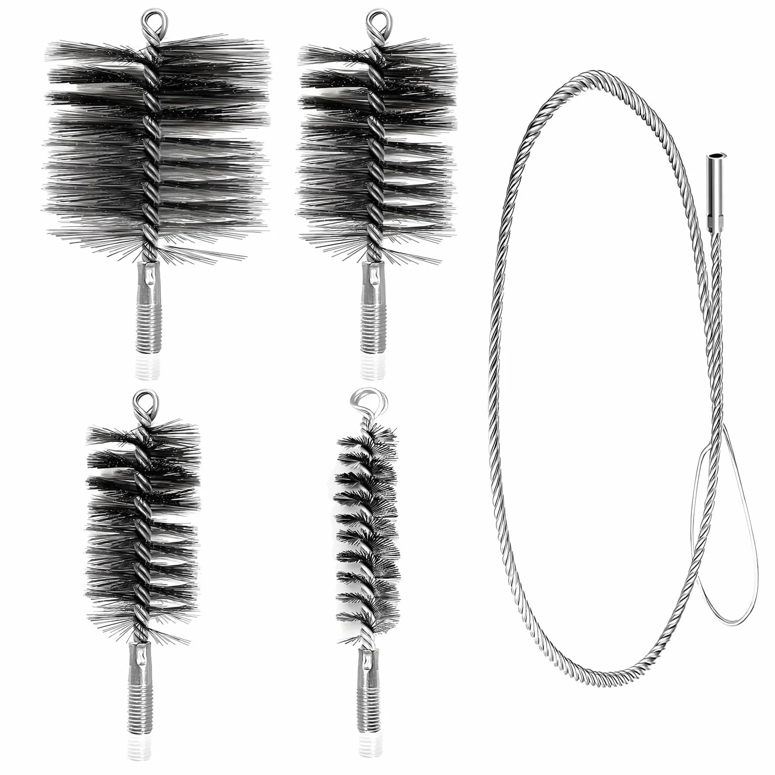 5pcs Cepillo para Tubos de Estufa Cepillos para Caldera 30/50/80/150 mm para Limpiar Tuberías y Eliminar Óxido