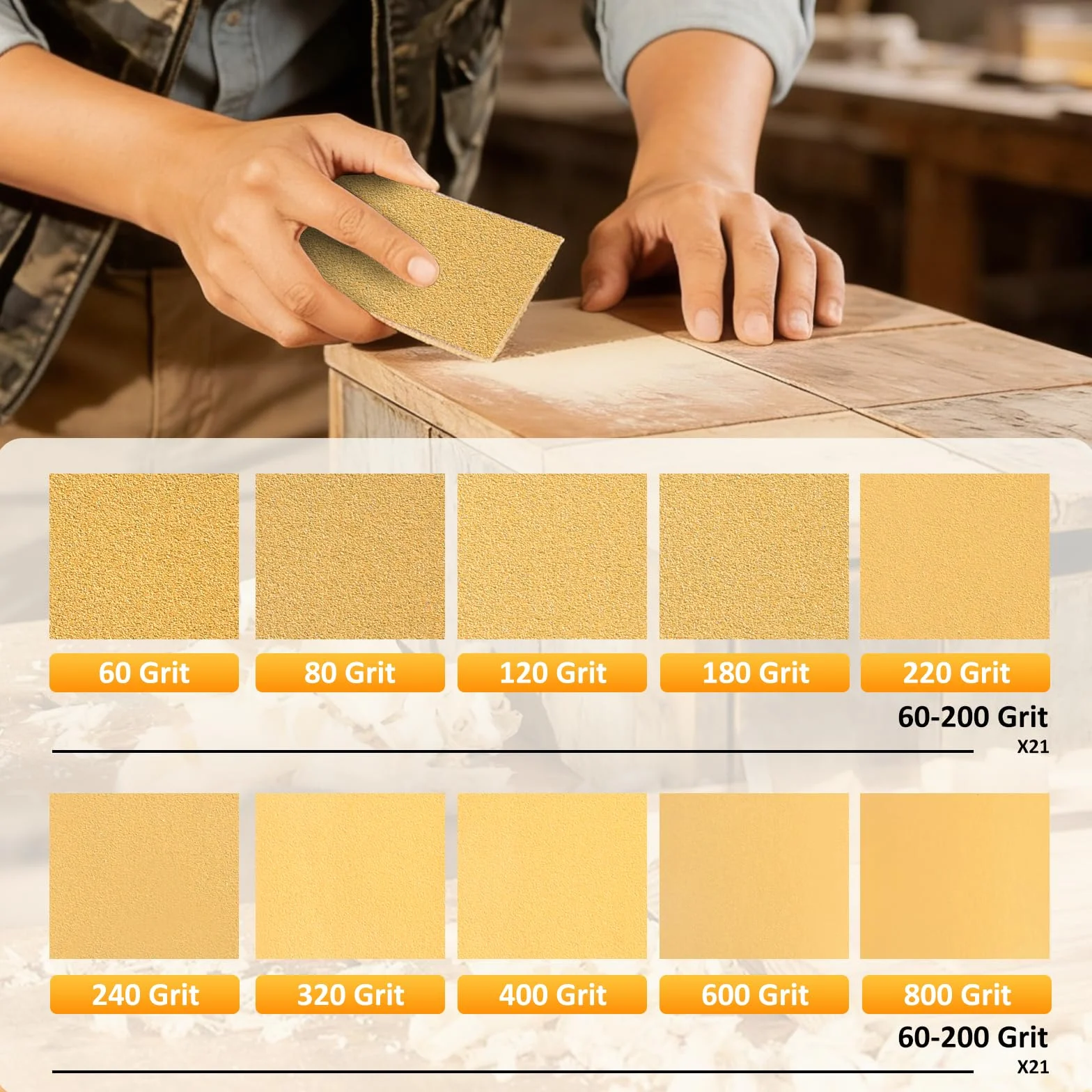 STEBRUAM Papel de Lija Grano 400 Húmedo y en Sec Lijas para Acabado de Coches,Metal,Madera,Pintura(21 hojas)