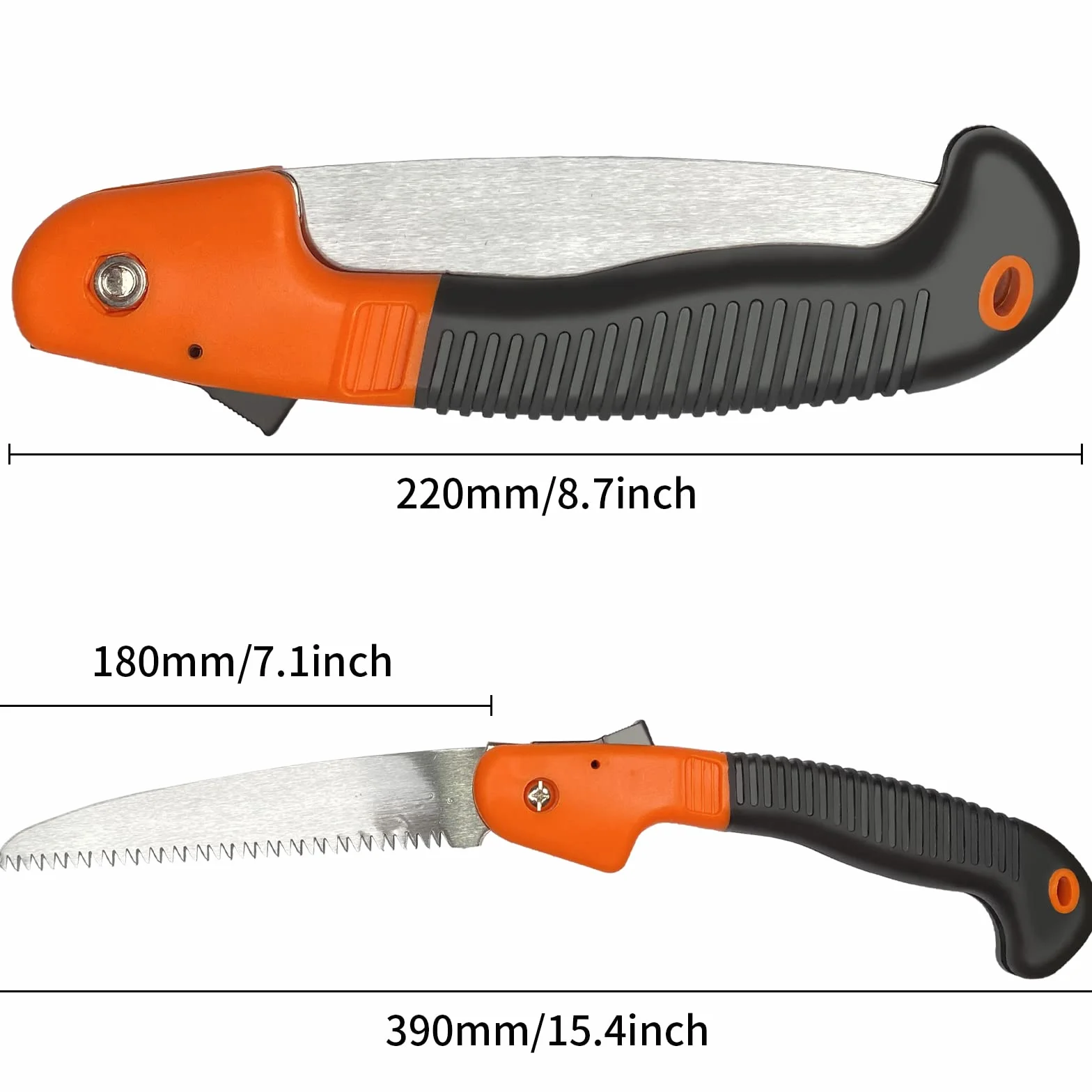 Newaner Serrucho de Poda Plegable 180mm Sierra de Mano Mango Antideslizante Cierre de Seguridad Naranja