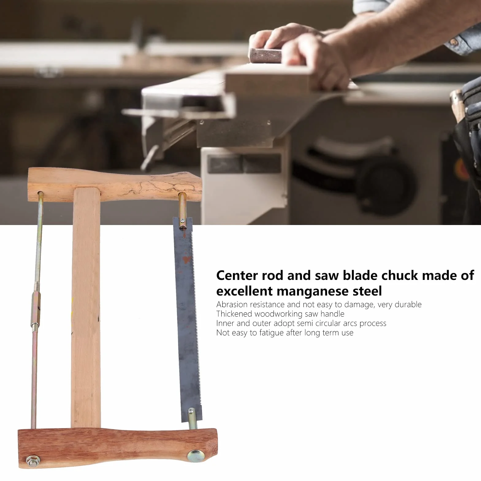 Sierra de marco, sierra manual de acero al manganeso resistente a la abrasión, sierra para carpintería, accesorios para cortar madera, sierra para cortar madera (Tamaño grande (580 mm))