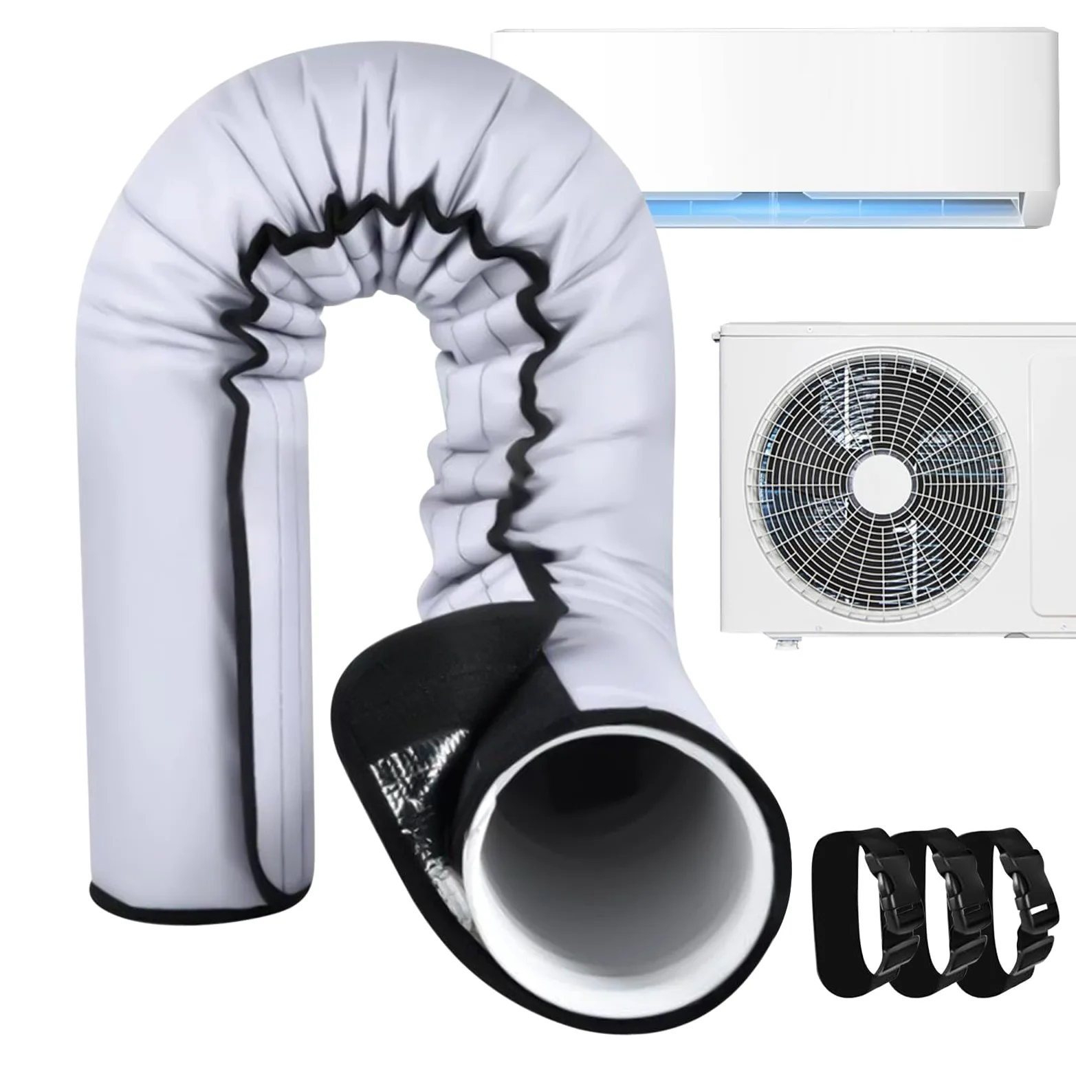 Aislante Para Manguera AC Portátil - Protección Térmica Tubo Compatible Manguera Escape 12,7-15 cm Diámetro | Anti-Quemaduras De Tubo - para Aire Acondicionado Exterior