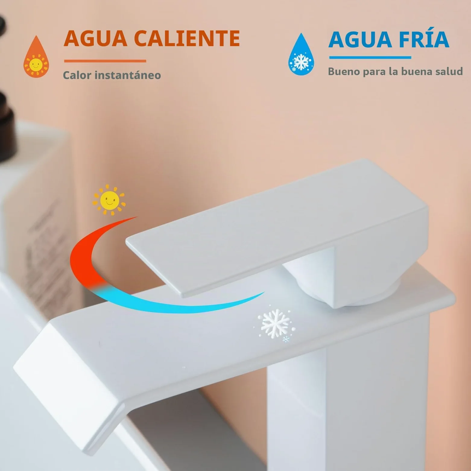 PHASAT Grifo de Baño Alto Cascada Grifo de Lavabo con Caño de 205mm de Altura, Mezclador Monomando Lavabo PTMP19W