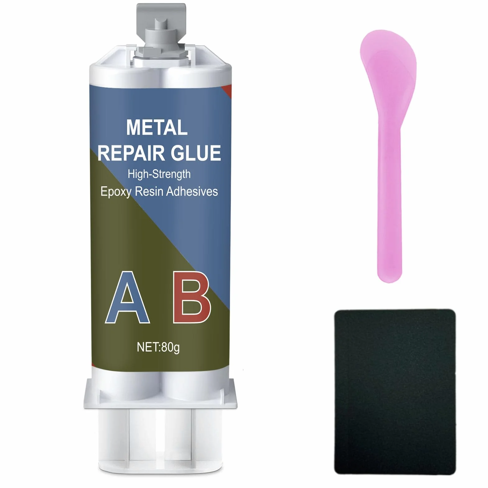 80 g de pegamento para metal, 2 componentes, resina epoxi, pegamento extra fuerte para pegar metal, acero inoxidable, madera, cerámica – pegamento de soldadura de metal líquido para reparar, hierro