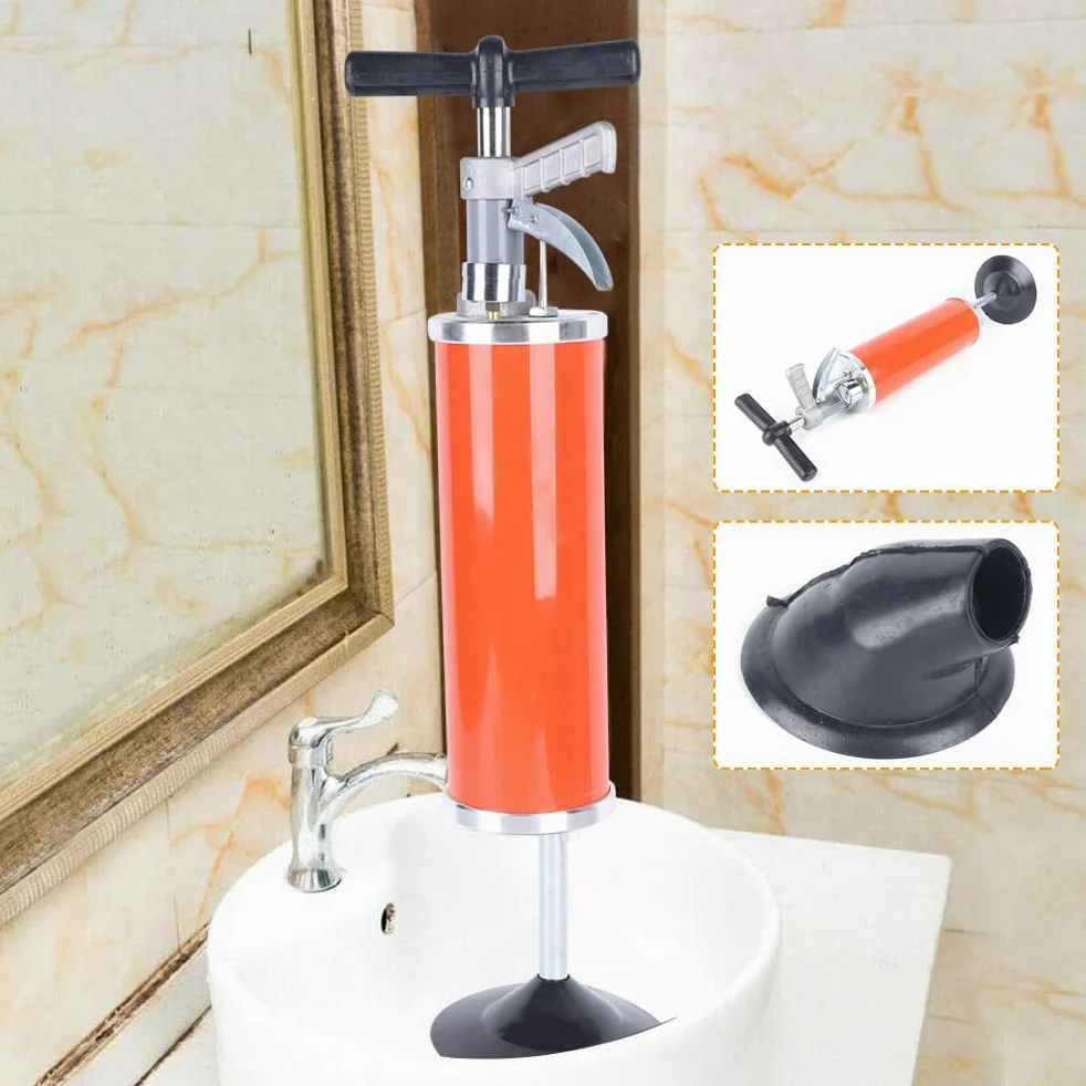 Desatascador Tuberias Presión Máxima hasta 0.7mpa Desatascador Fregadero Portátil para Fregaderos Cocina, Baño, Inodoros, Fregona, para Tratar Varios Atascos Causados por Pelo, Telas, Hojas Té