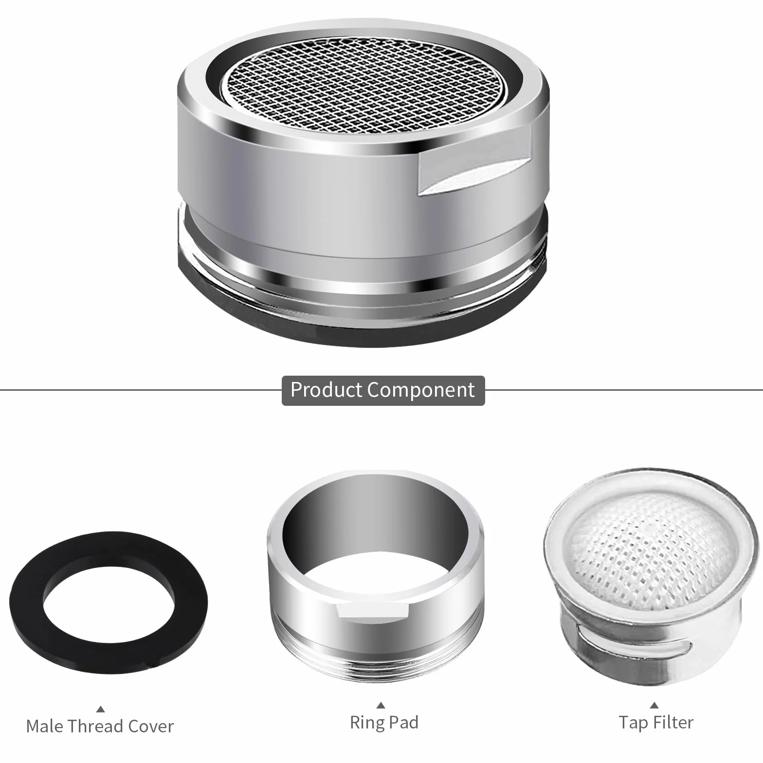 3 piezas de agua hansip – Aireador M24 – colador de grifo – Boquilla mezcladora con filtro de acero inoxidable incluye rosca exterior metálica con junta (rosca exterior de 24 mm)