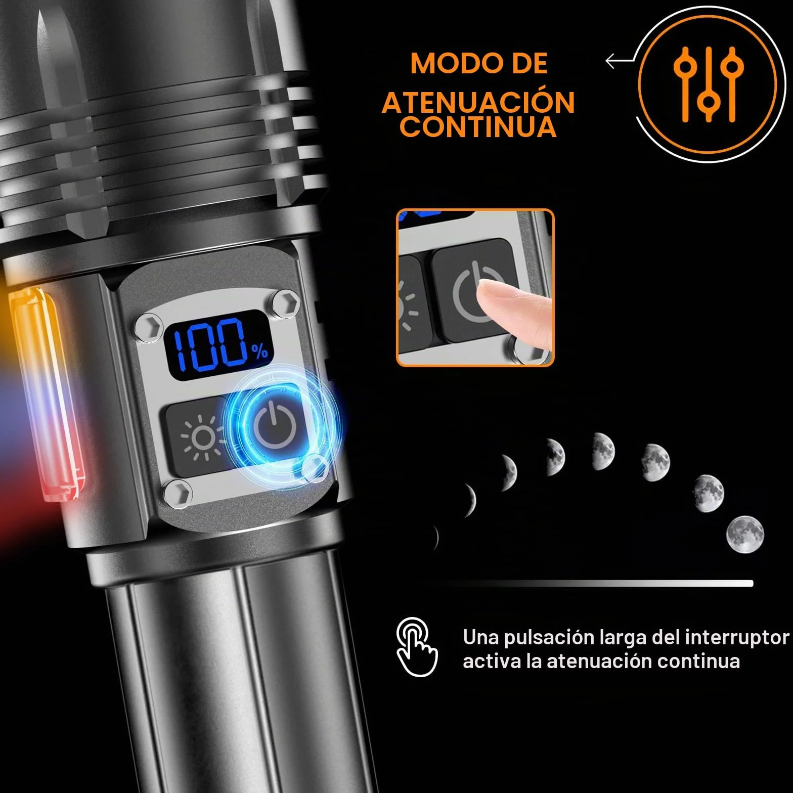 Relybo Linternas Led Alta Potencia, 1000000 Lúmenes Linterna Led Recargable, 2 Interruptores & 9 Modos & Luz Lateral Cob, Linterna Potente Tactica Militar, Linternas Potentes Para Emergencia Camping