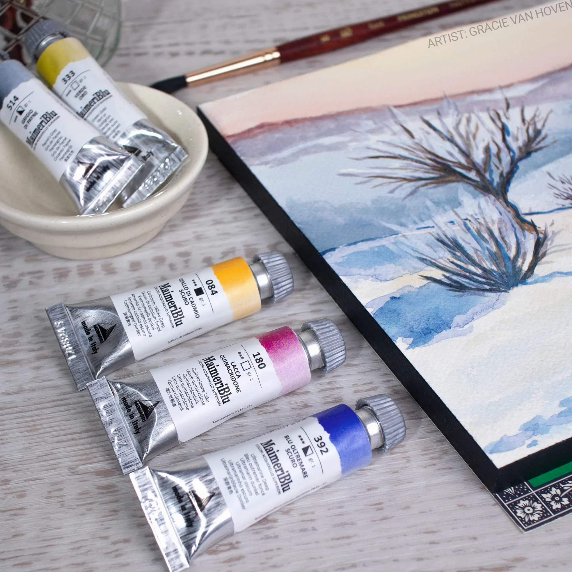 Maimeri Blu, Acuarelas para Bellas Artes, Set de colores variados, 5 uds