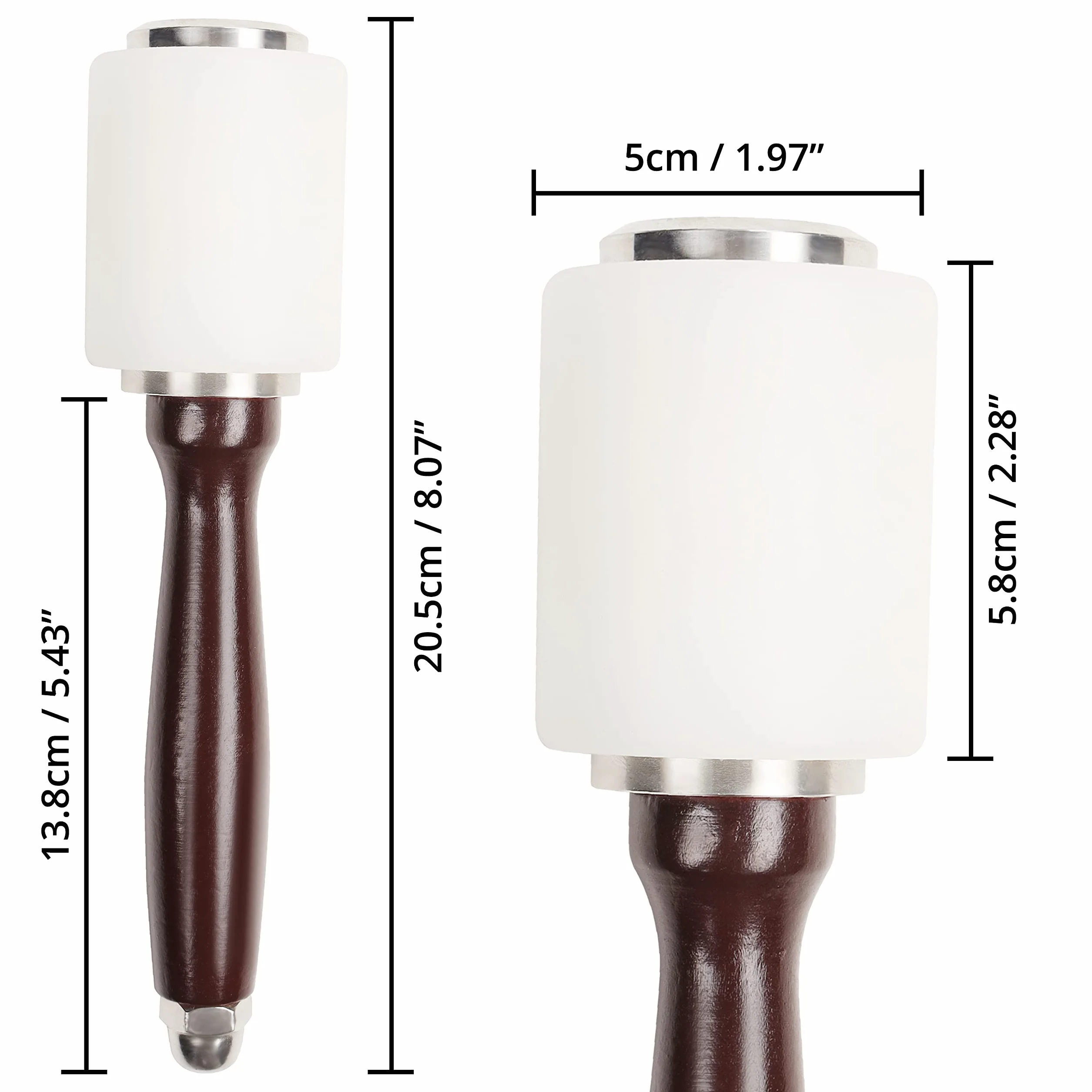 Martillo Nylon para Cuero 20,5 cm – Mazo Goma de Nailon con Mango de Madera para Tallar – Coser Cuero, Artesanía en Piel, Tallado, Perforar y Estampar – Kit Herramientas Manualidades