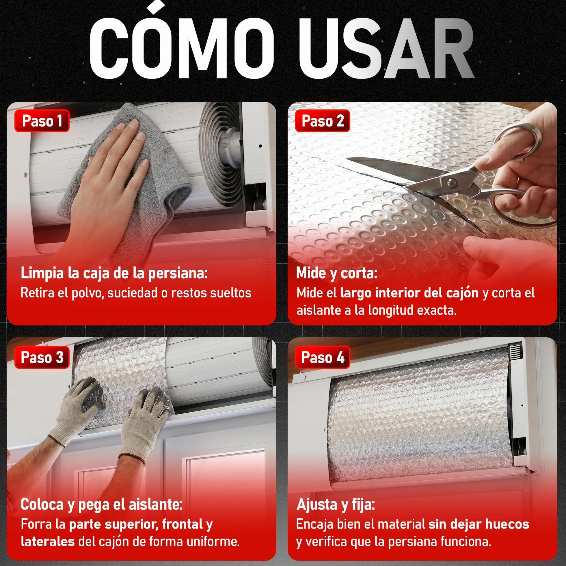 Rollo Aislante Persianas Cajón Autoadhesivo 5m x 25 cm | Aísla Frío, Calor y corrientes de Aire | Ahorro Energético & Mayor Confort (Pack 2)